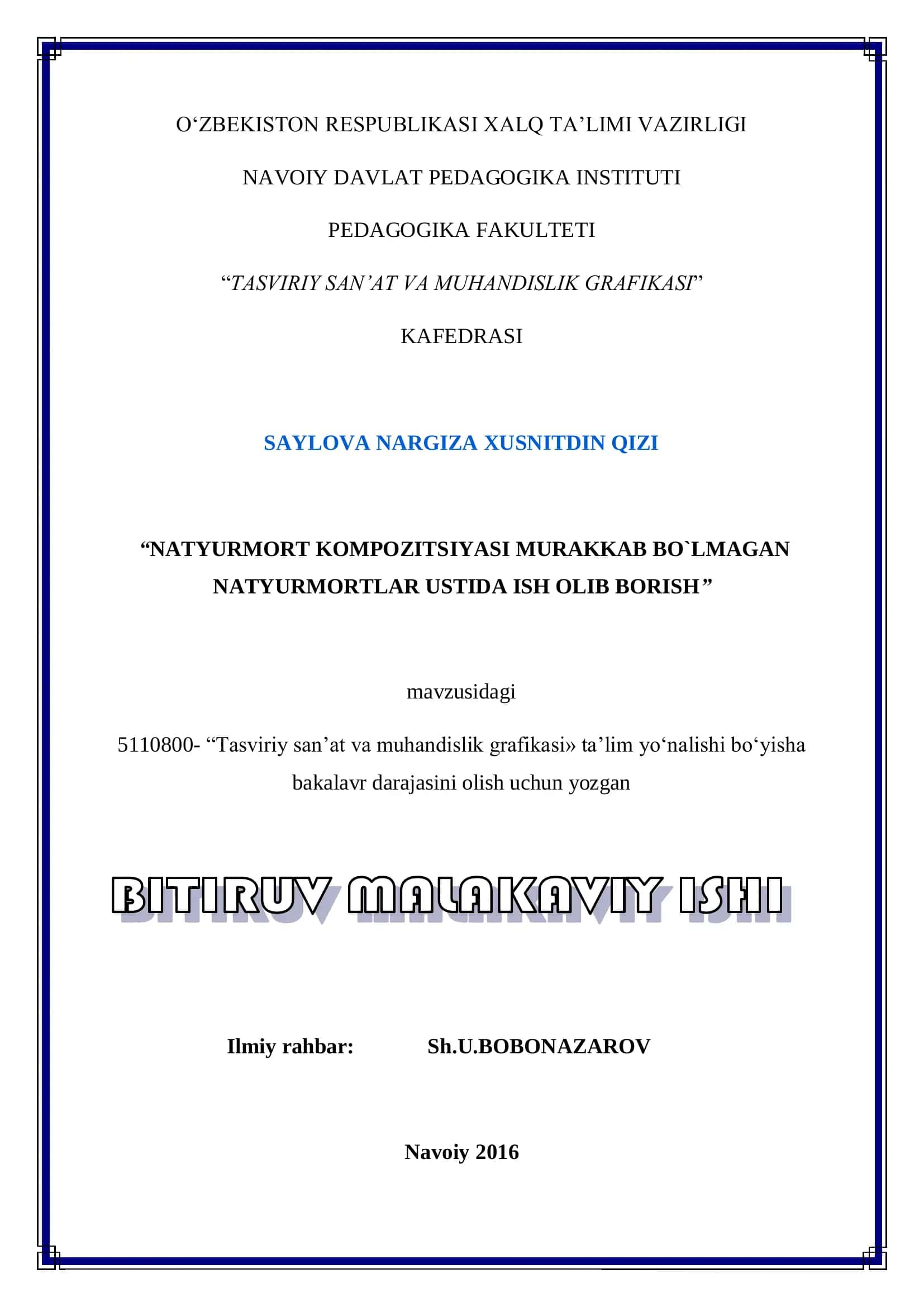 Tasviri San’at va Muhandislik Grafikasi 1