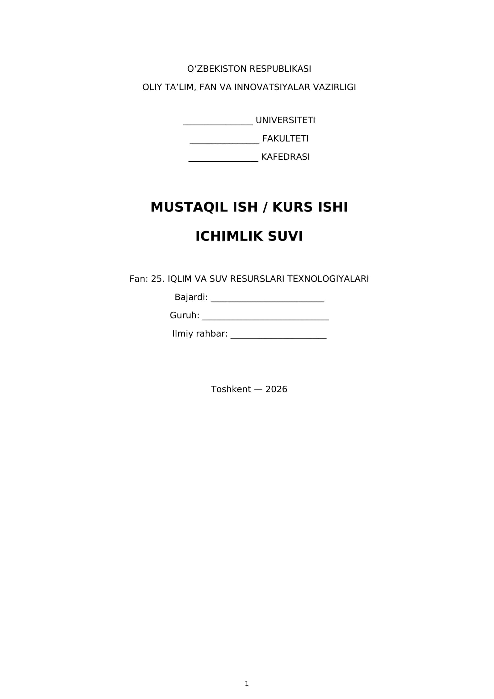 Ichimlik suvi 1