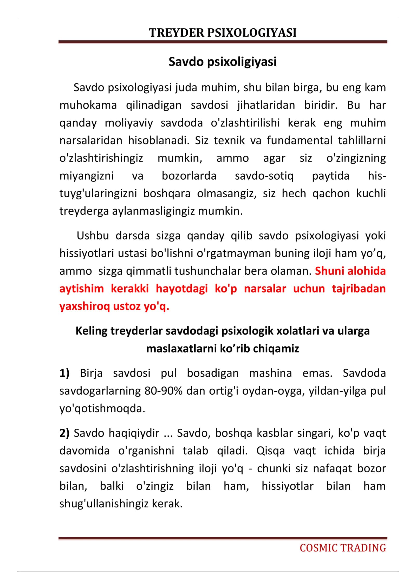 TREYDER PSIXOLOGIYASI 1