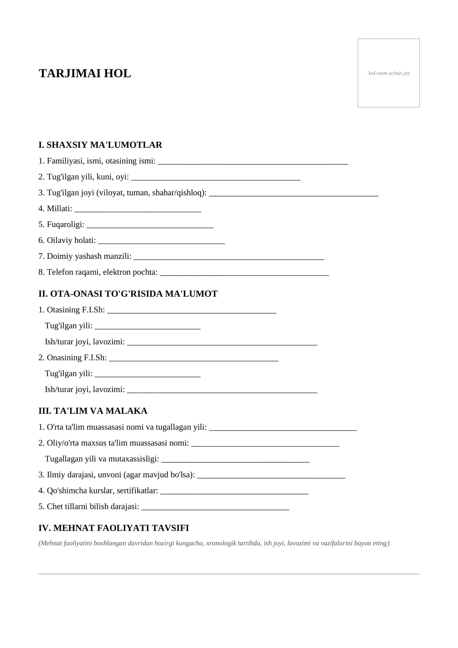 Tarjimai Hol Blankasi (PDF) 1