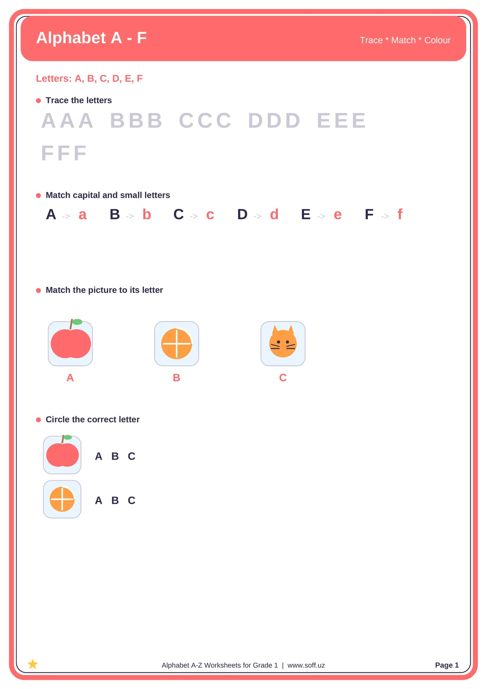 Alphabet A–Z Worksheets for Grade 1 1