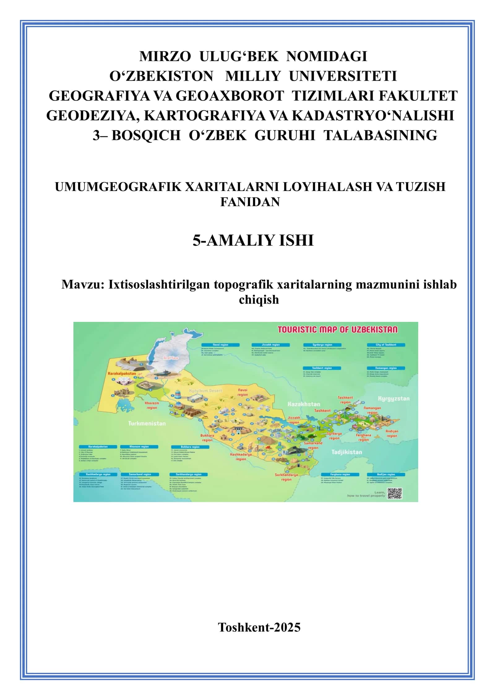 Ixtisoslashtirilgan topografik xaritalarning mazmunini ishlab chiqish 1