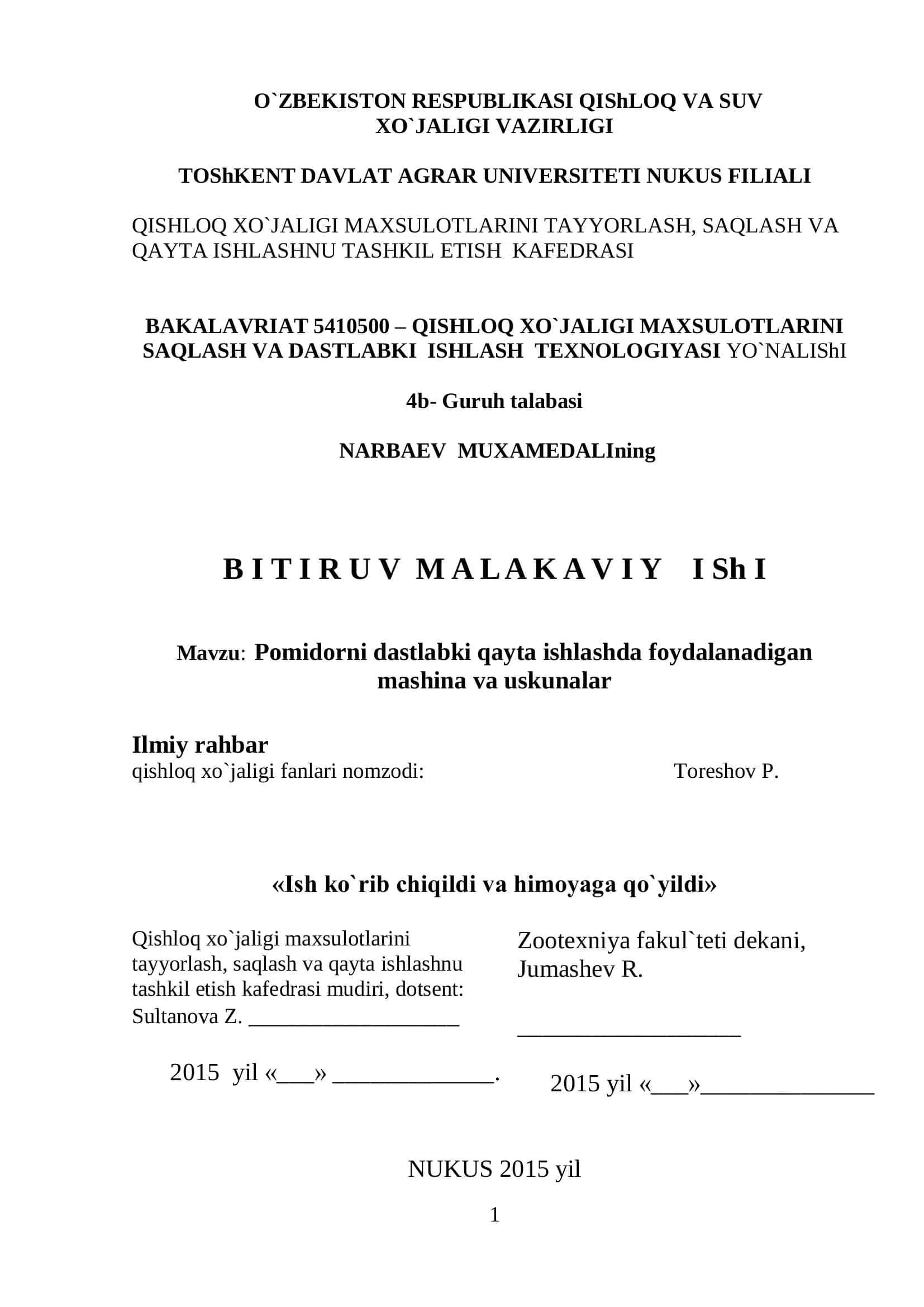 Pomidorni dastlabki qayta ishlashda foydalanadigan mashina va uskunalar 1