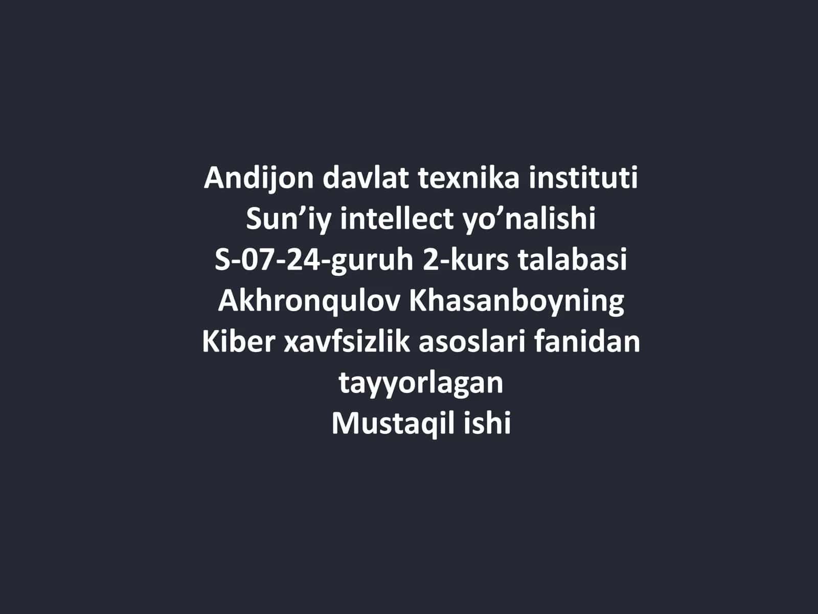 Kiber xavfsizlik asoslari 1