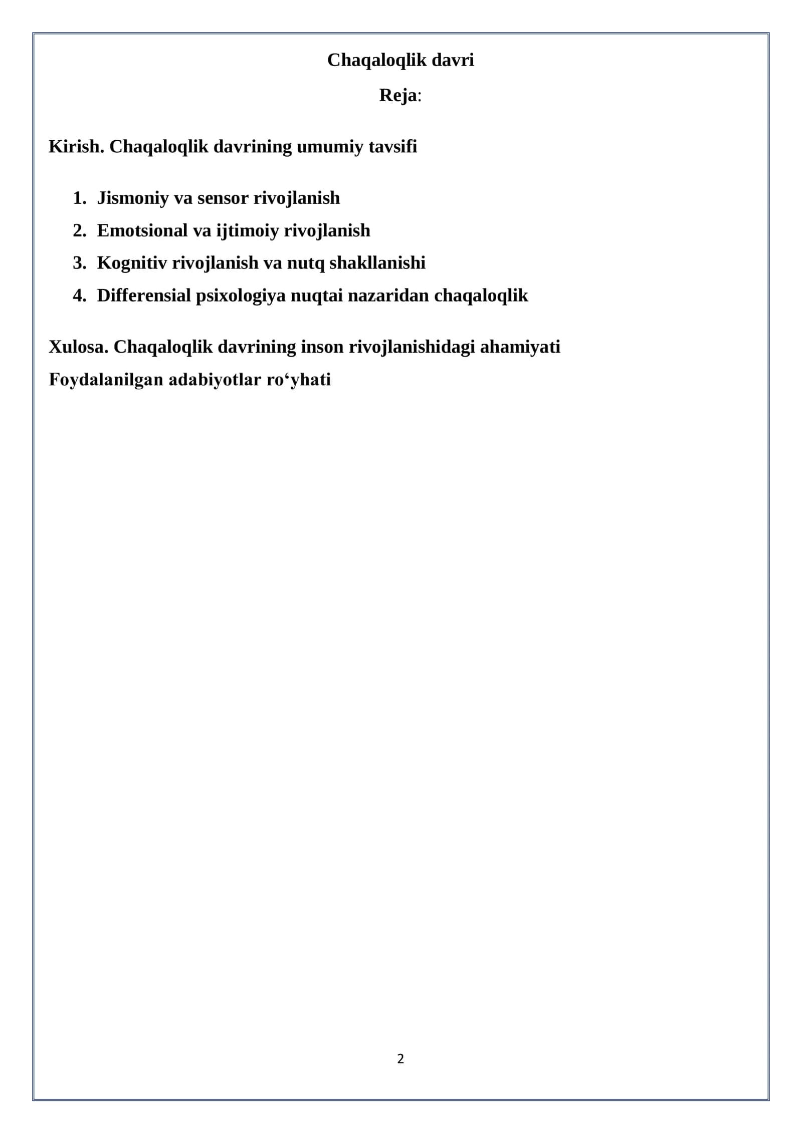 Chaqaloqlik davri 1