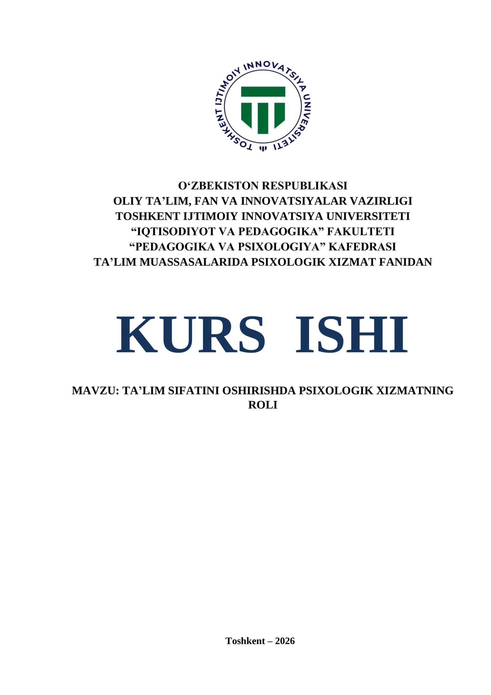 TA’LIM SIFATINI OSHIRISHDA PSIXOLOGIK XIZMATNING ROLI 1