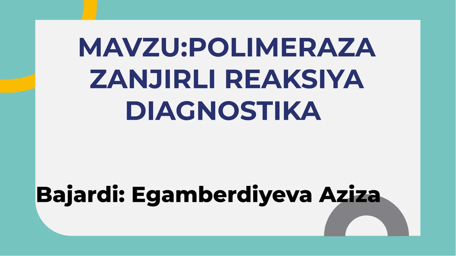 POLIMERAZ ZANJIRLI REAKSIYA 1