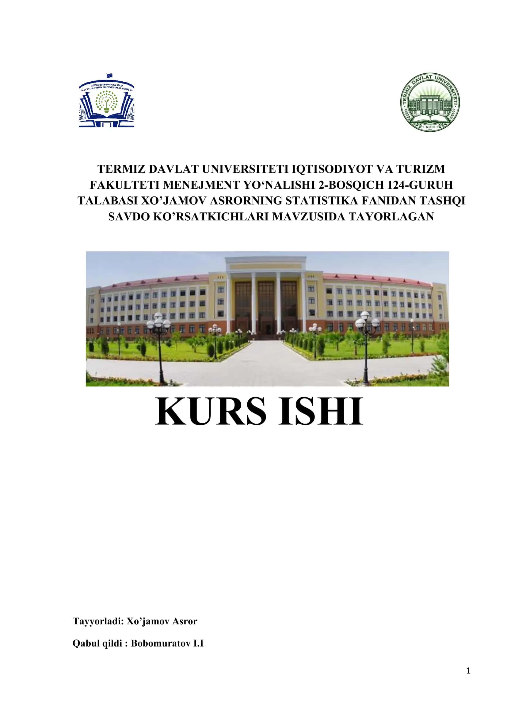 Tashqi savdo ko’rsatkichlari 1