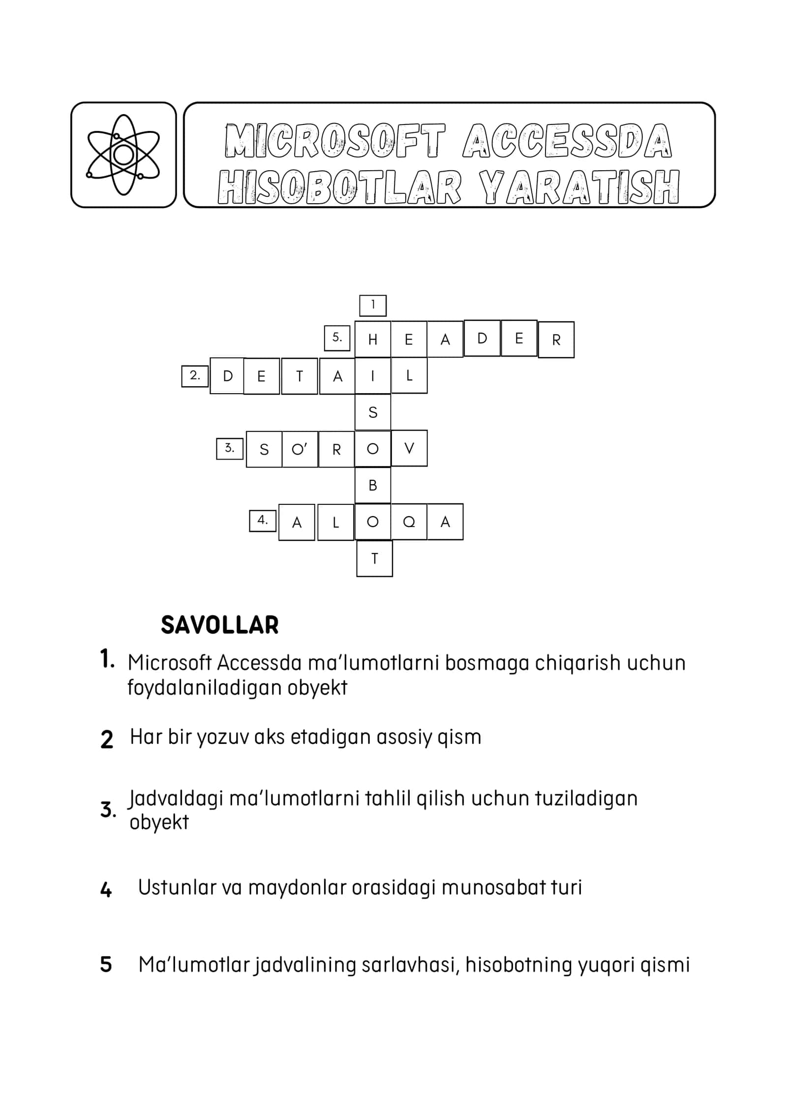 MICROSOFT ACCESSDA HISOBOTLAR YARATISH 1