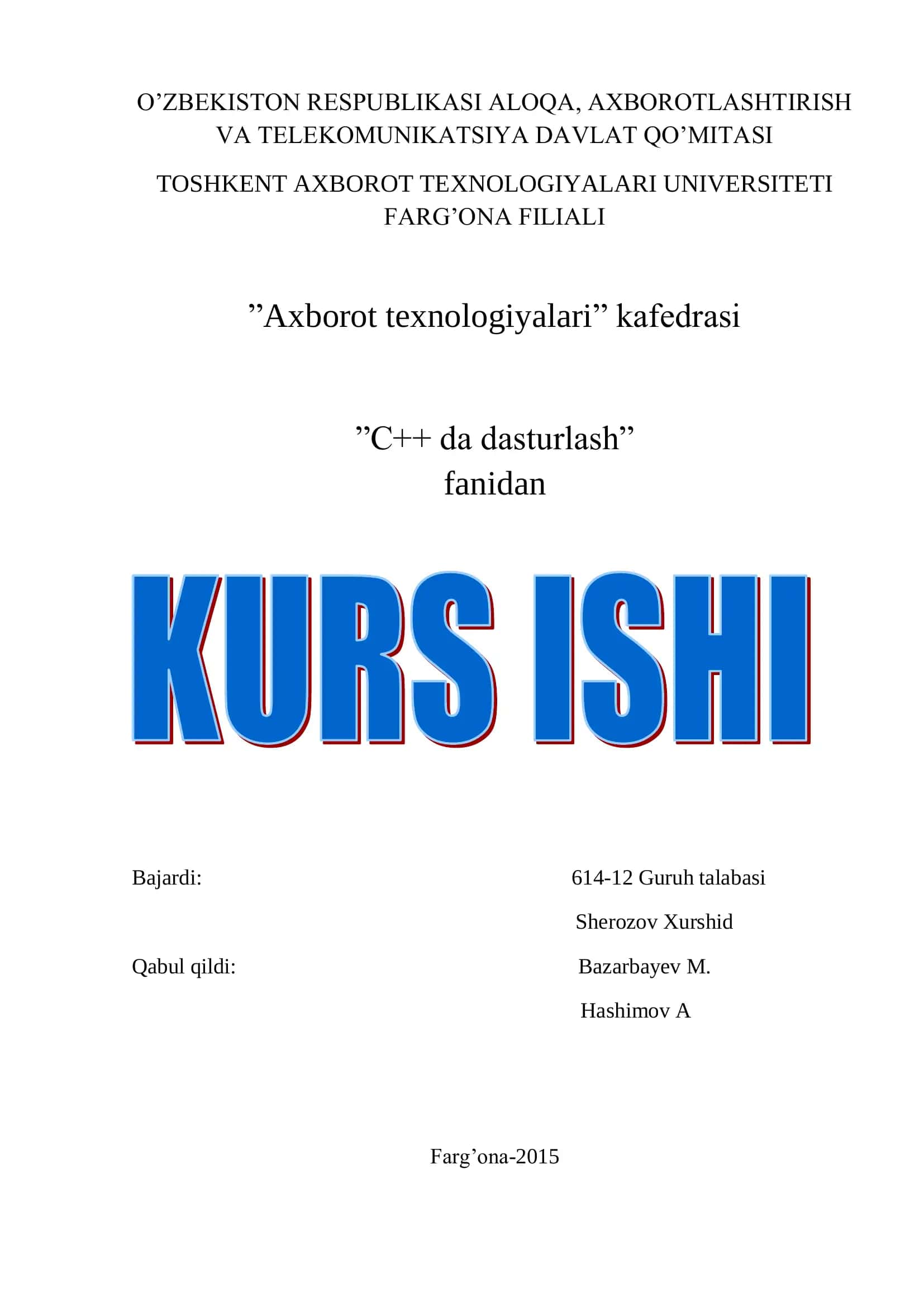 C++ da dasturlash 1