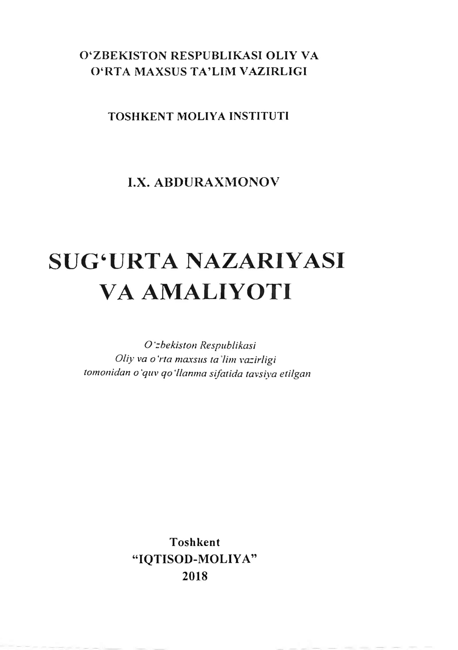 Sug'urta nazarivasi va amalivoti 1