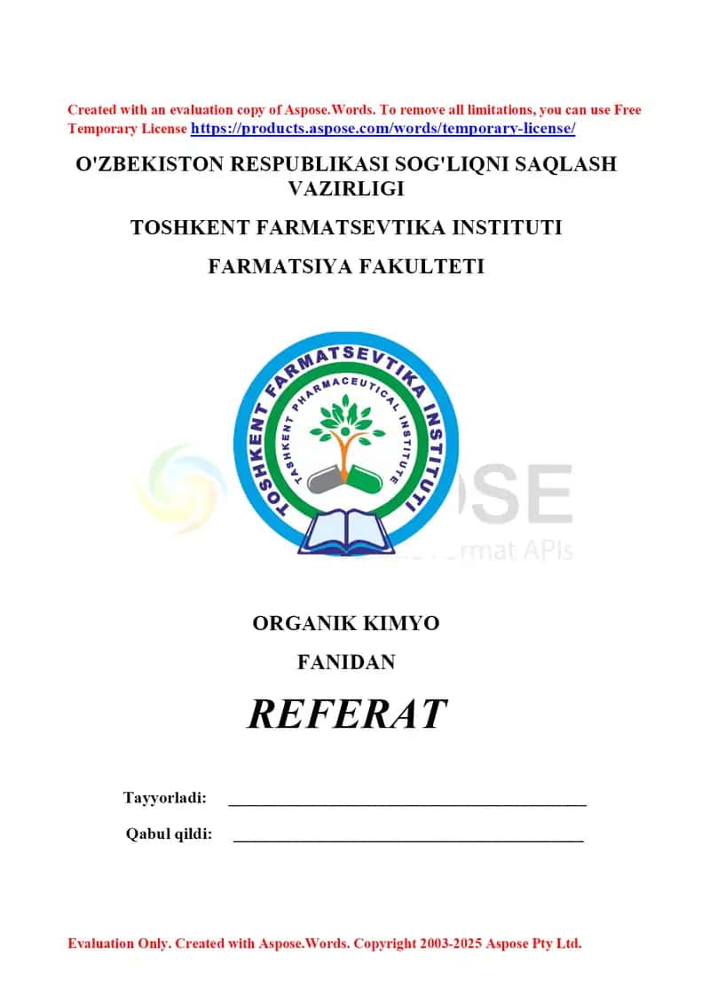 10. Bir va ikki atomli fenollarning olinish usullari. Pikrin kislota. Referat 8 bet 1