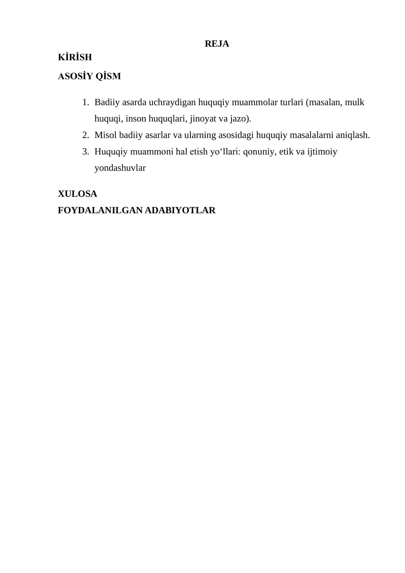 Badiiy asarda uchraydigan huquqiy muammolar turlari 1