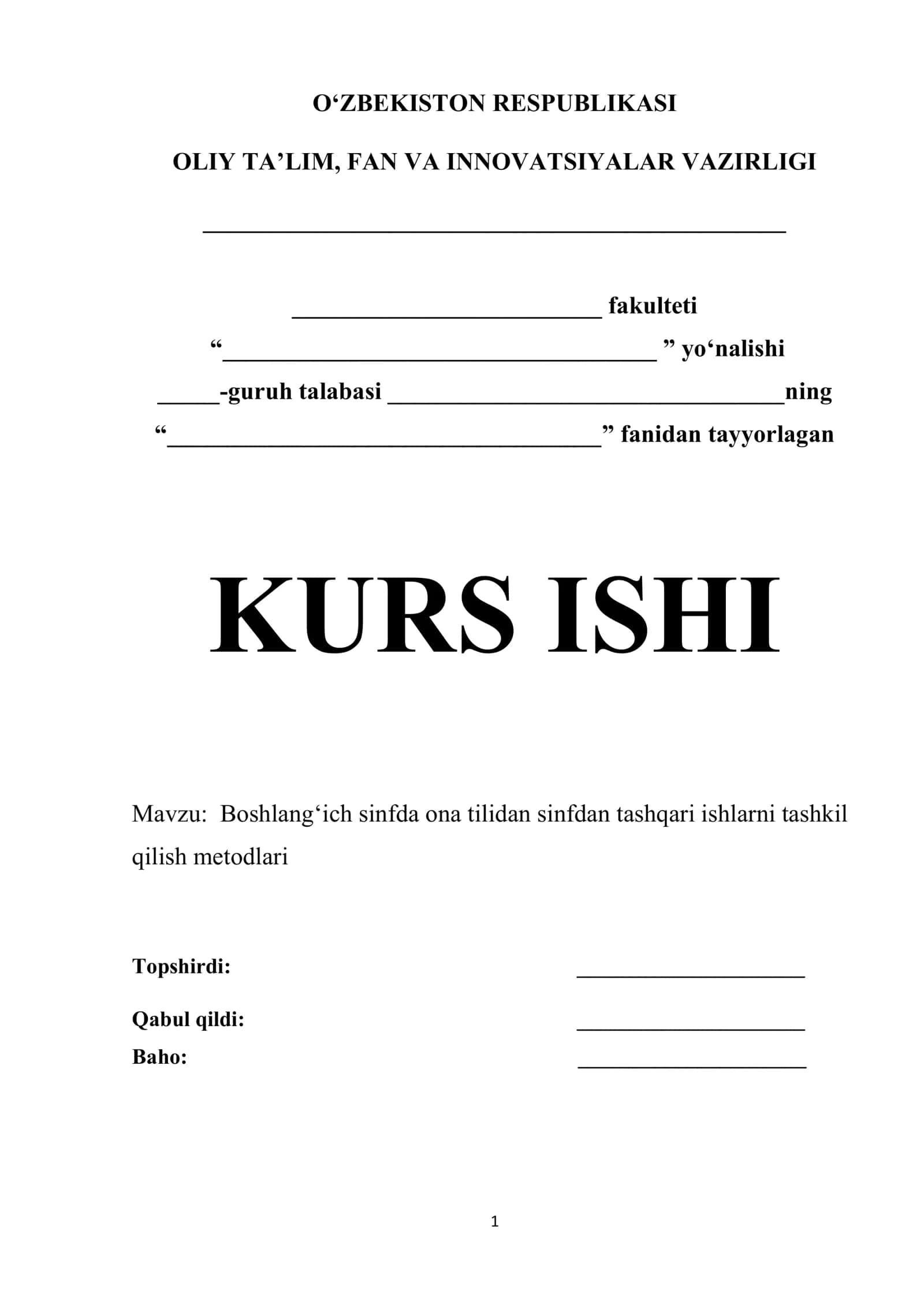 Boshlang‘ich sinfda ona tilidan sinfdan tashqari ishlarni tashkil qilish metodlari 1
