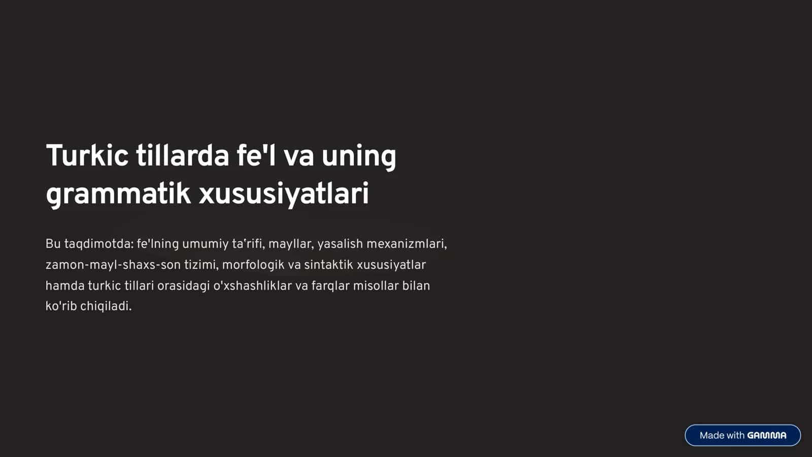 Turkic tillarda fe'l va uning grammatik xususiyatlari 1