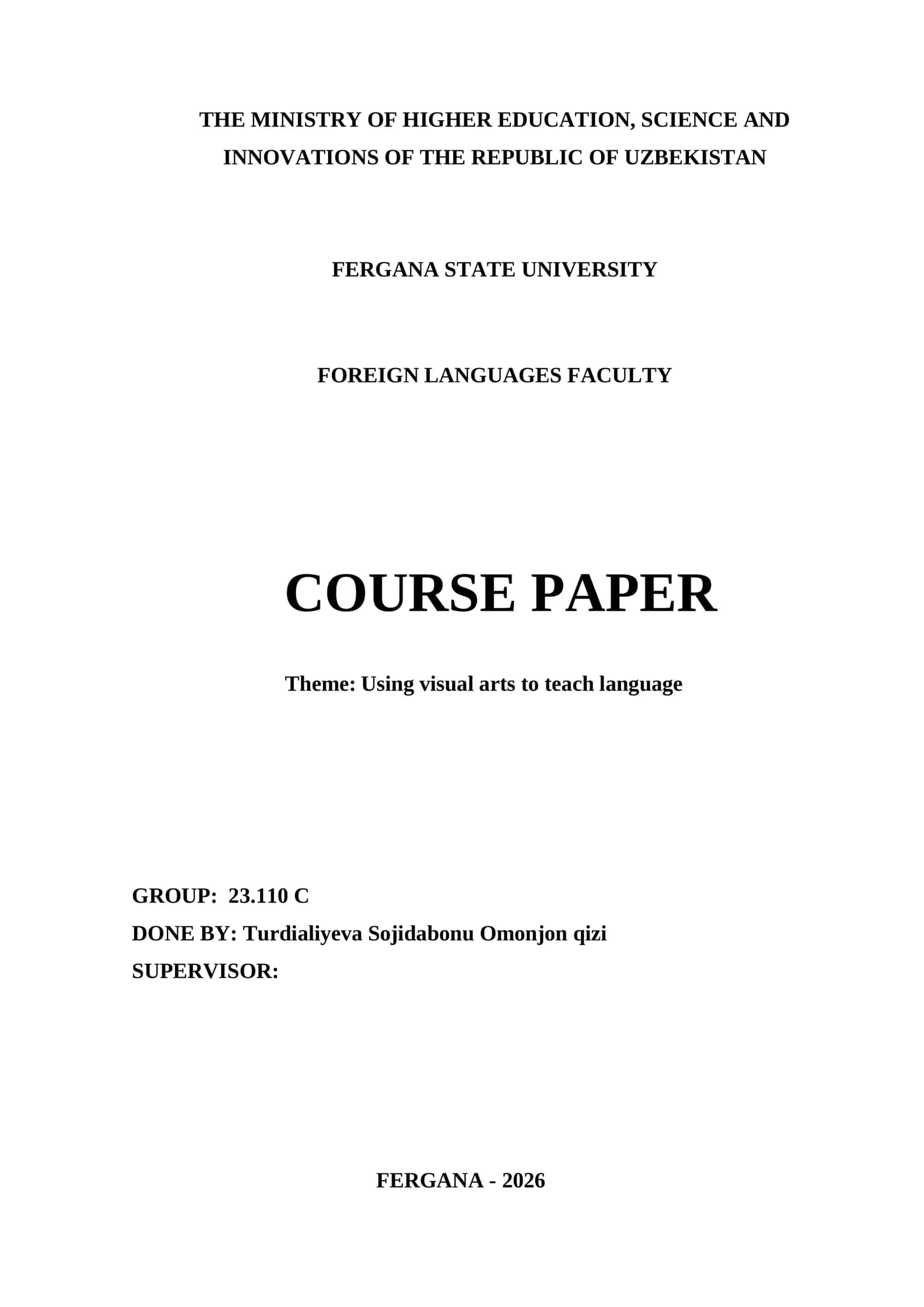 Course Paper on Using Visual Arts to Teach Language 1