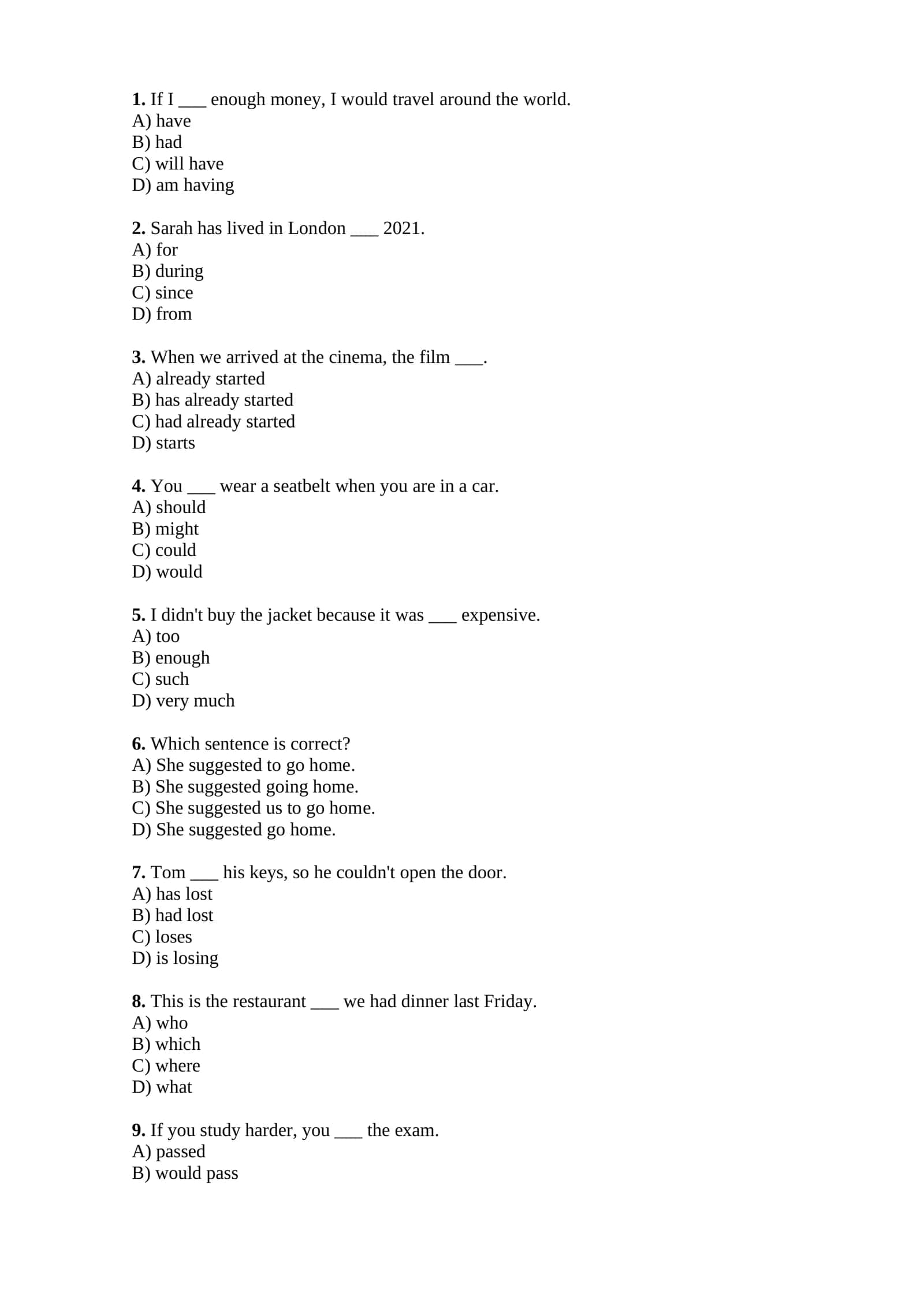 English Quiz Time — Intermediate Level 1