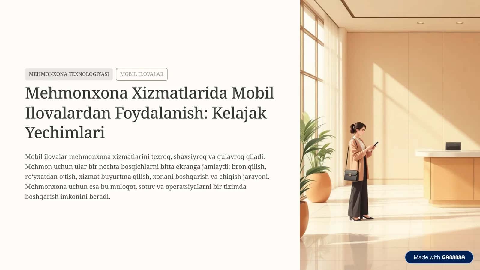 Mehmonxona Xizmatlarida Mobil Ilovalardan Foydalanish: Kelajak Yechimlari 1