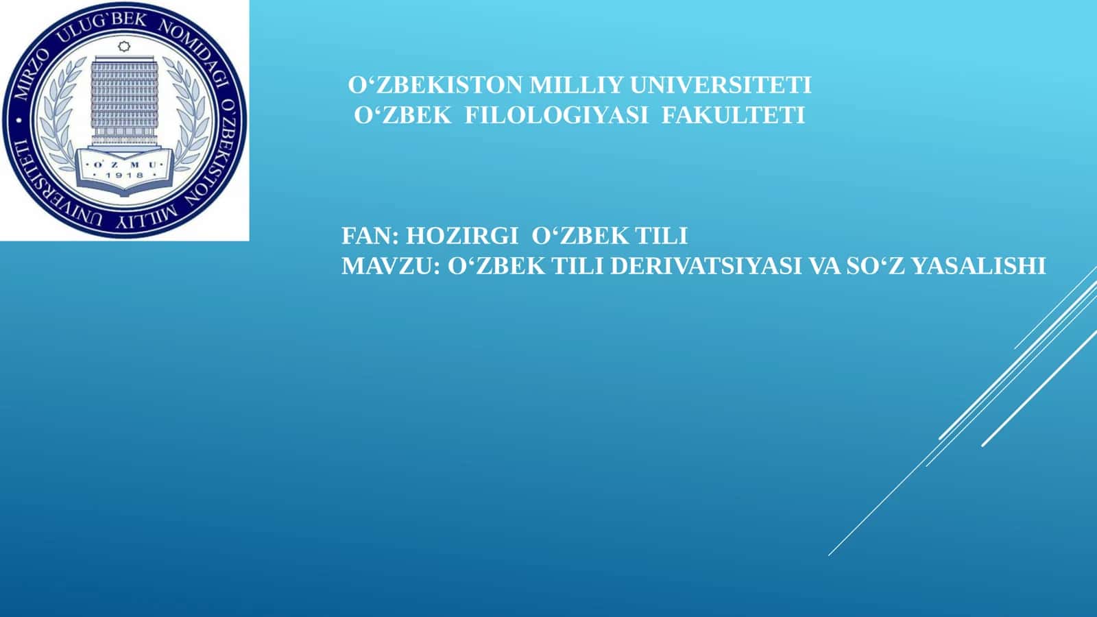 O‘ZBEK TILI DERIVATSIYASI VA SO‘Z YASALISHI 1