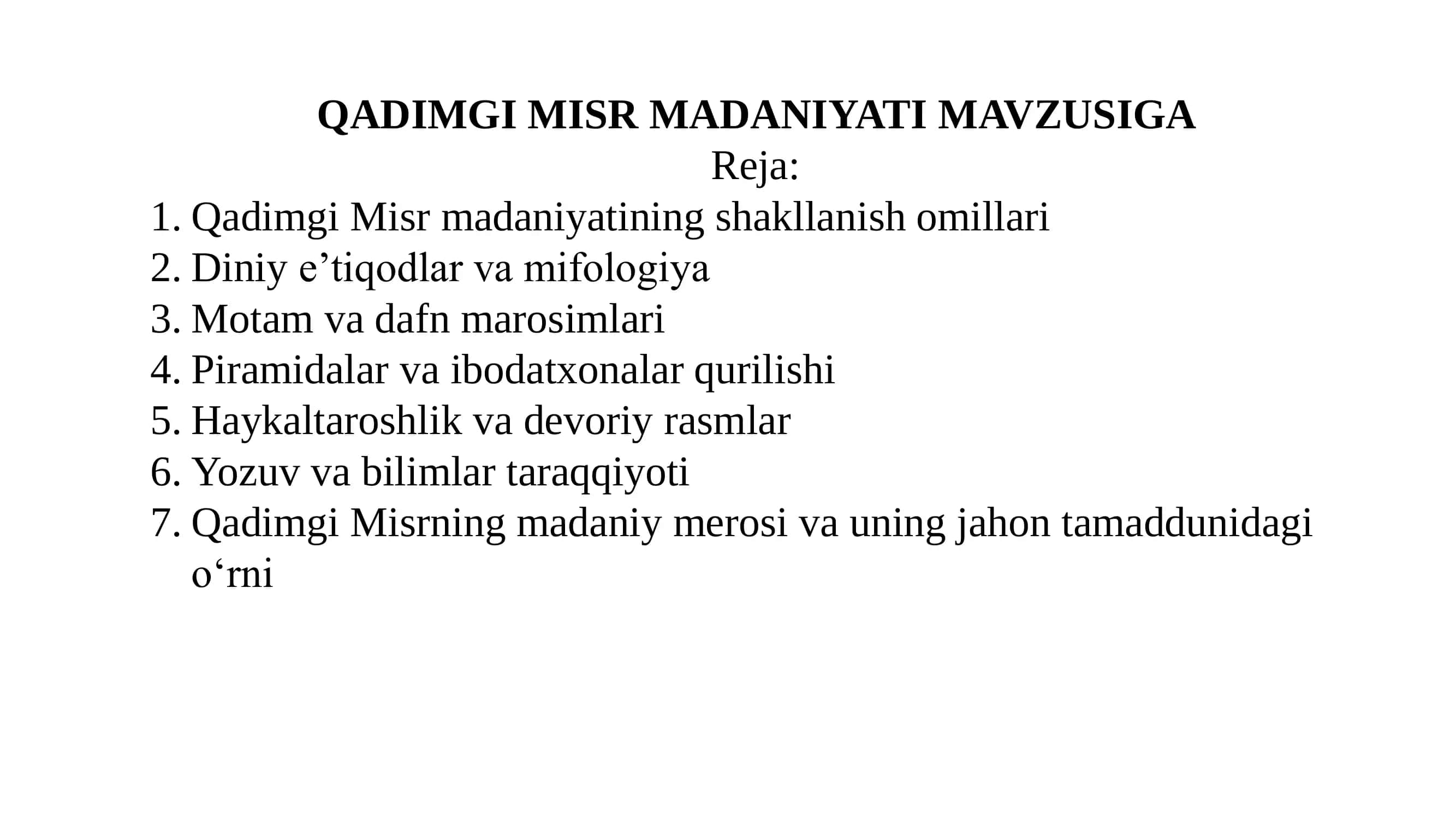 QADIMGI MISR MADANIYATI 1
