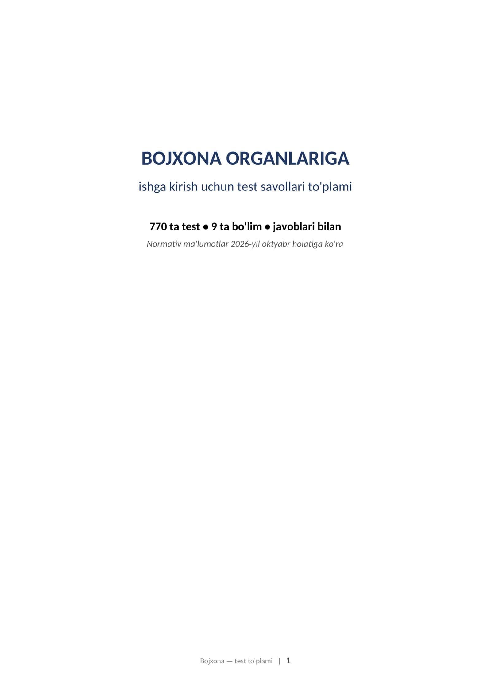 Bojxona organlariga ishga kirish uchun savol javoblar test savollari shaklida (770 ta) 2026 1