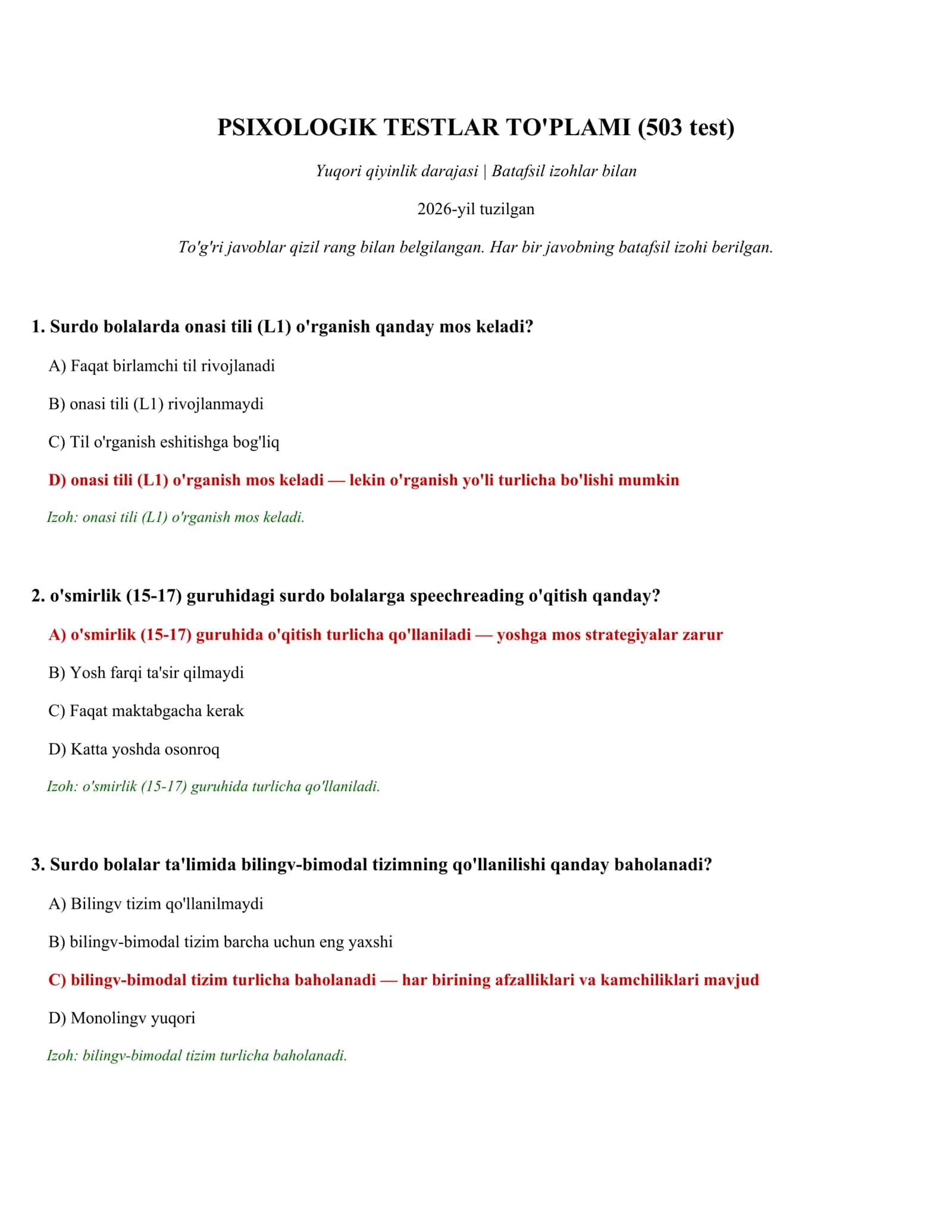 PSIXOLOGIK TESTLAR TO'PLAMI (503 test) 1