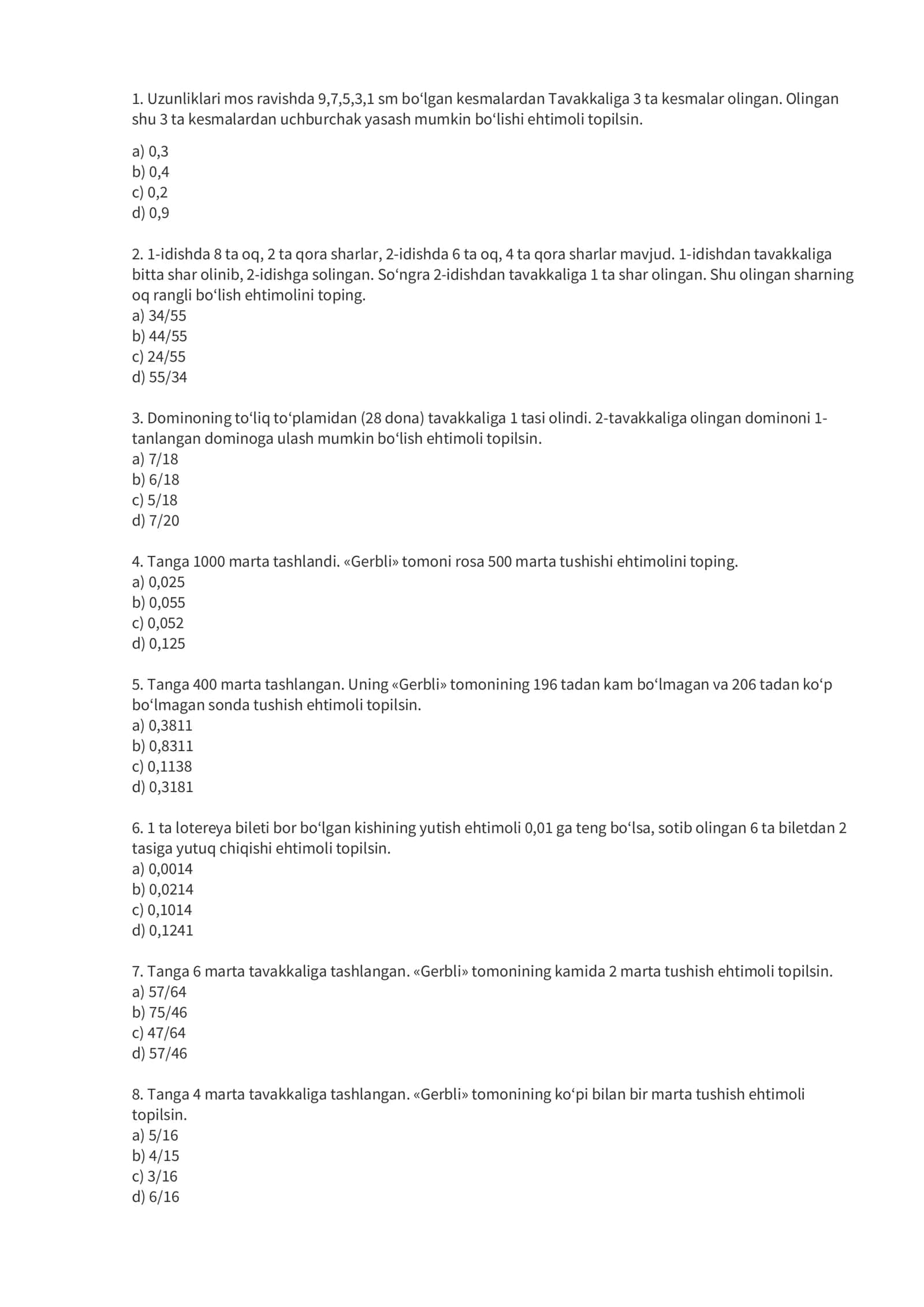 Matematika topshiriqlar 1