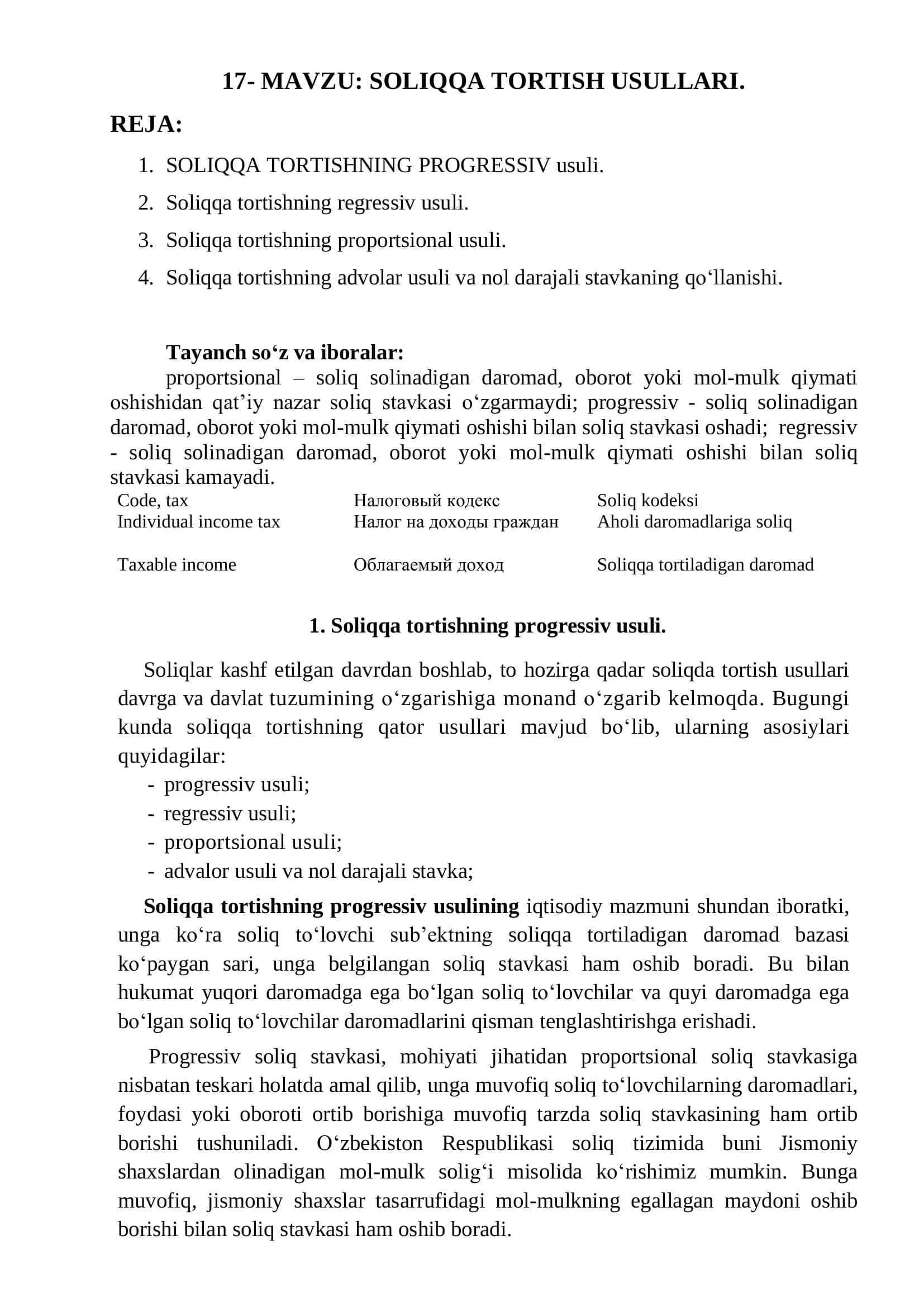 SOLIQQA TORTISH USULLARI 1