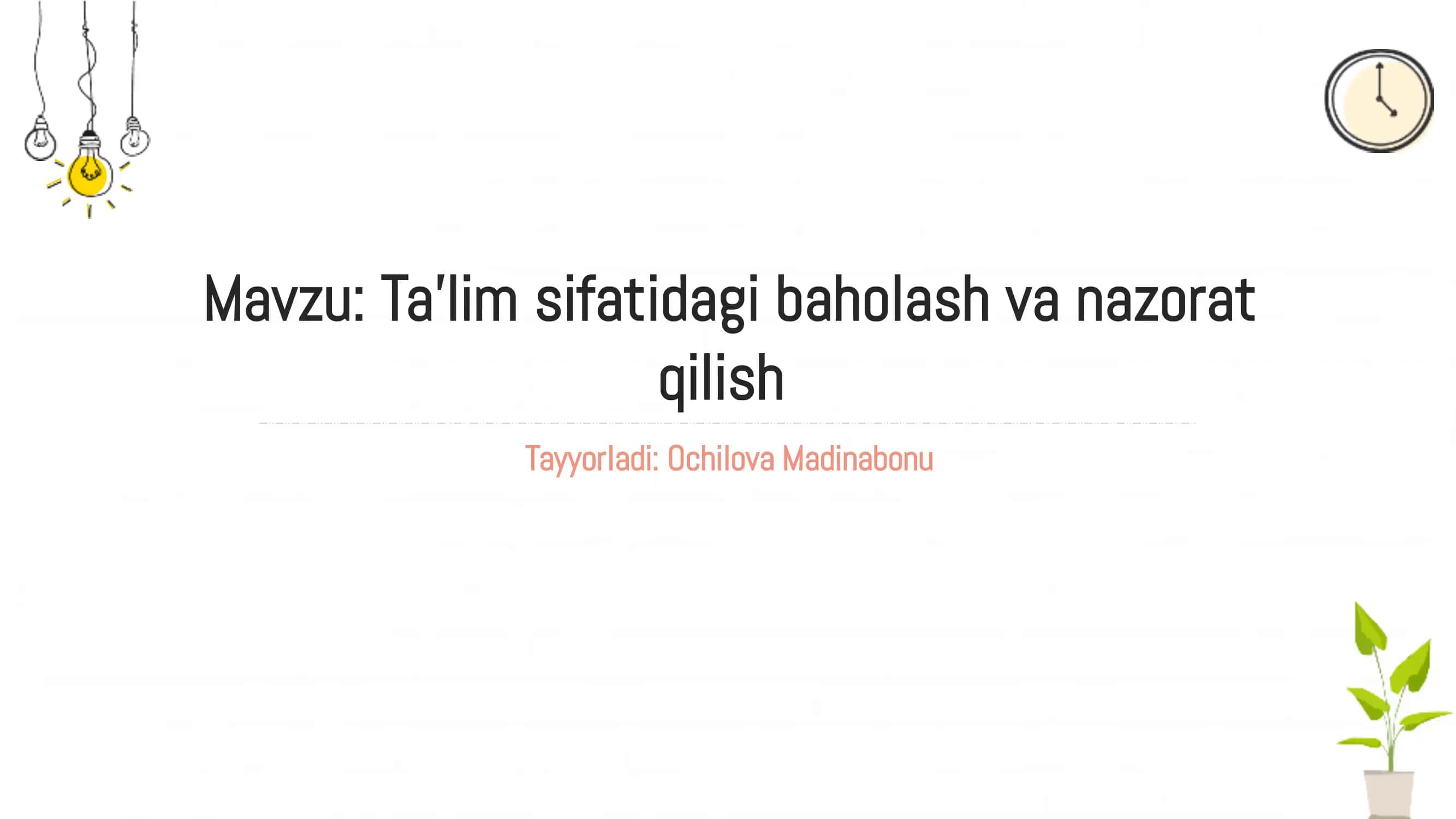 Talim sifatini baholash va nazorat qilish 1