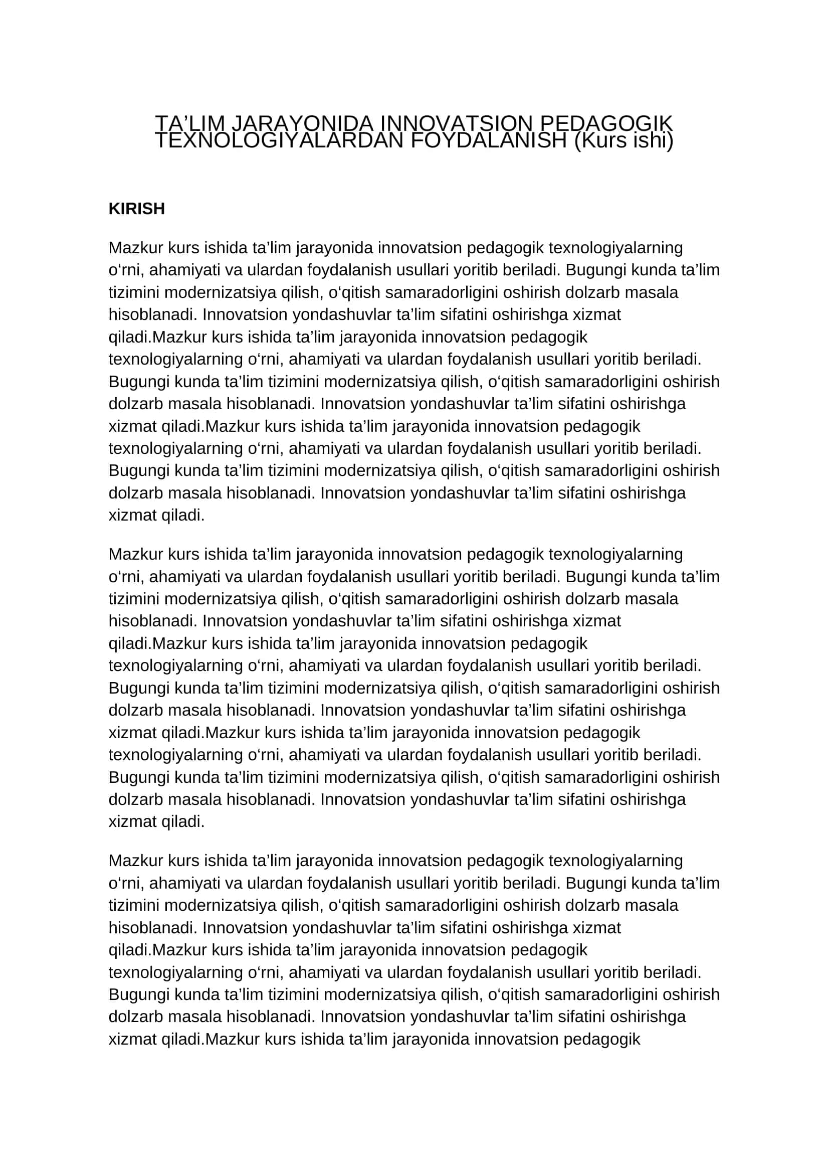 Pedagogika kurs ishi 1