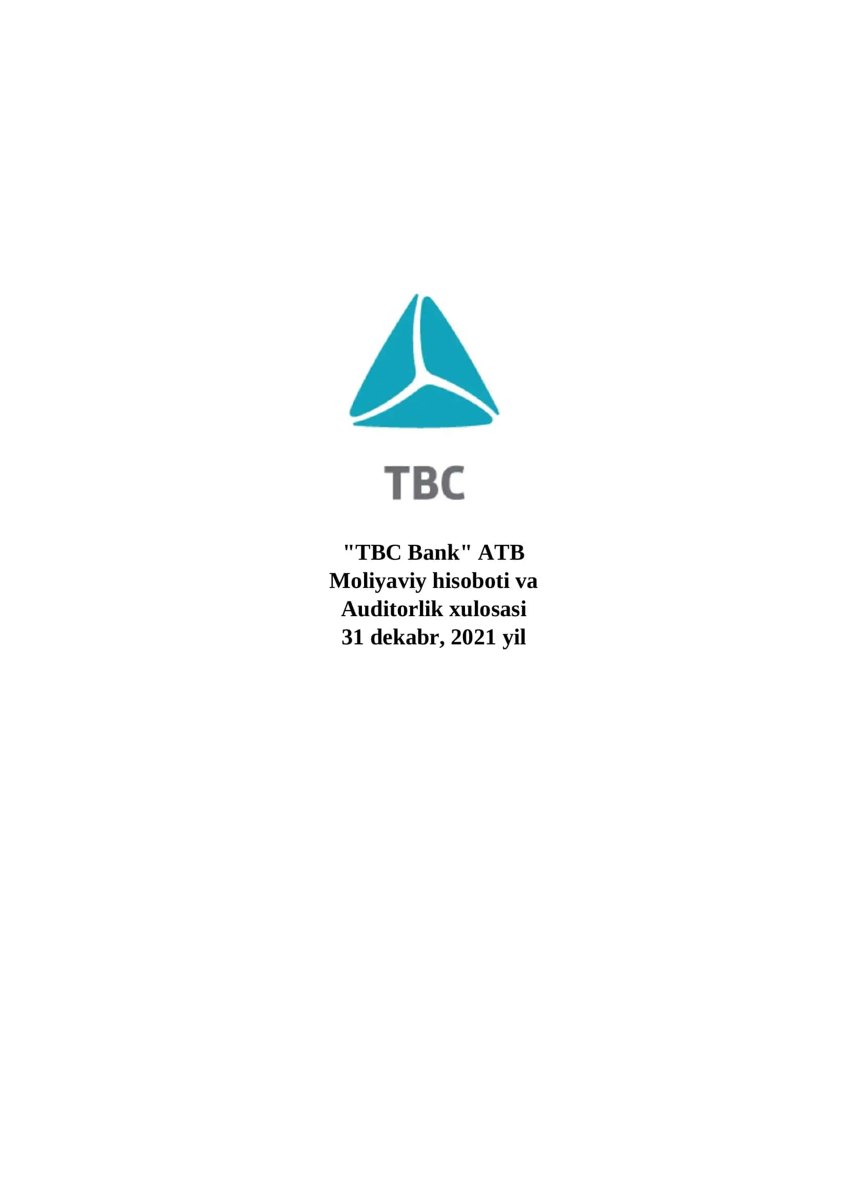 TBC Bank ATB Moliyaviy hisoboti va Auditorlik xulosasi 1