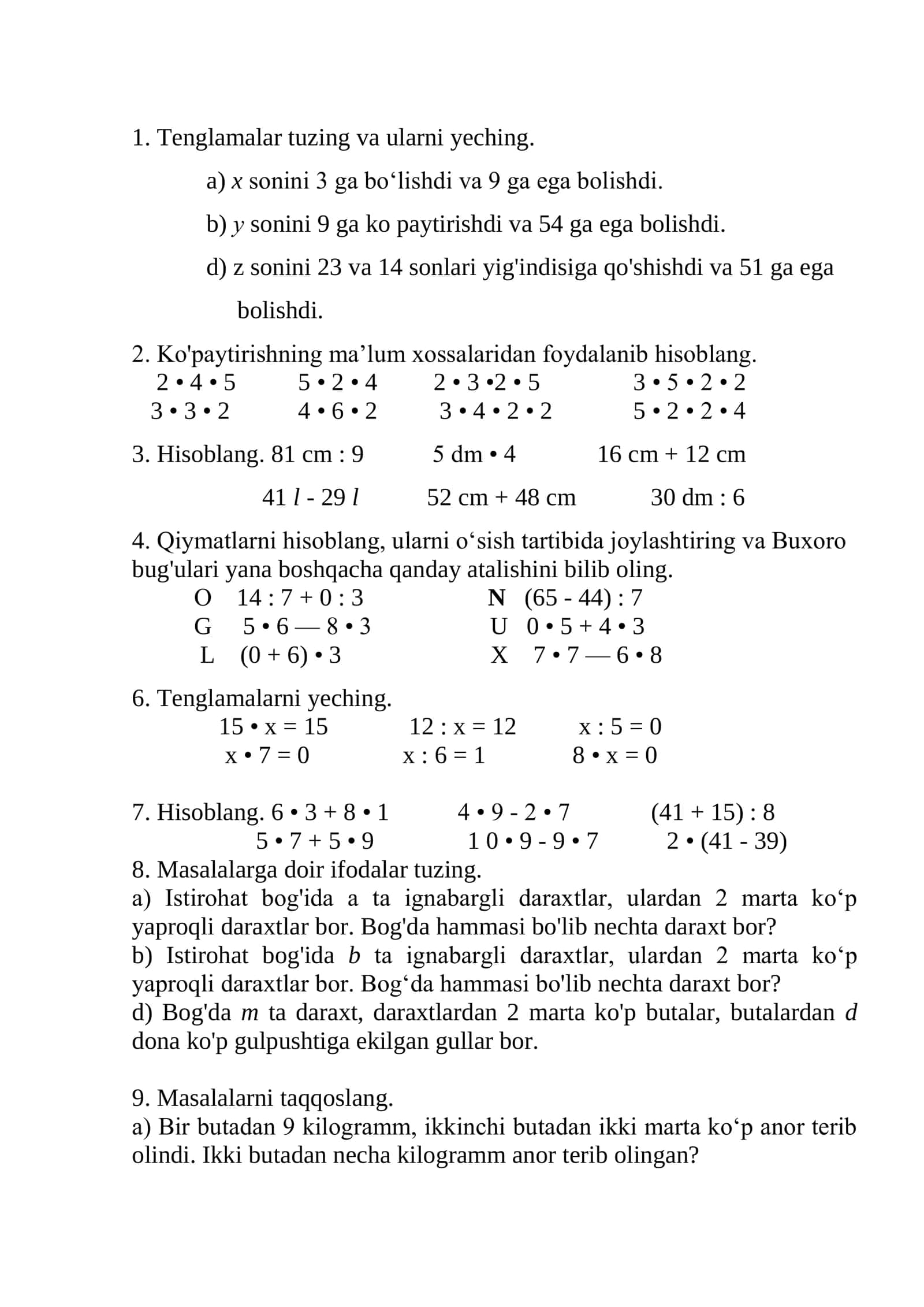 Tenglamalar va ularning yechimi 1