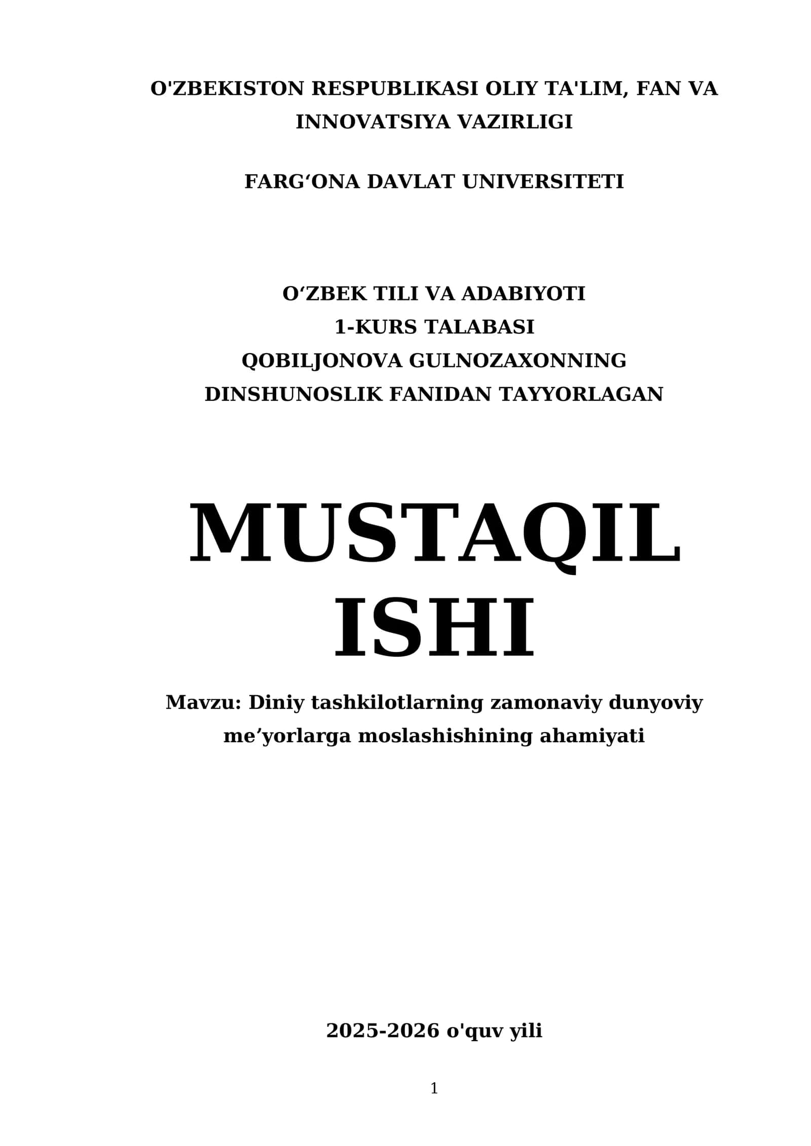 Diniy tashkilotlarning zamonaviy dunyoviy meʼyorlarga moslashishining ahamiyati 1