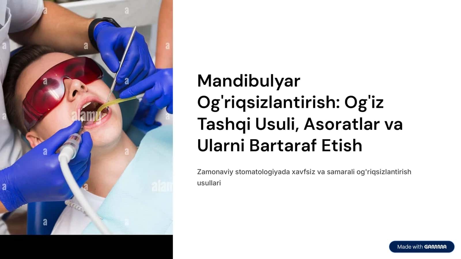 Mаndibulyar оg’riqsizlаntirishni оg’iz tаshqi usuli. Og’riqsizlаntirish vaqtida kuzatiladigan asoratlar va ularni bartaraf etish. 1