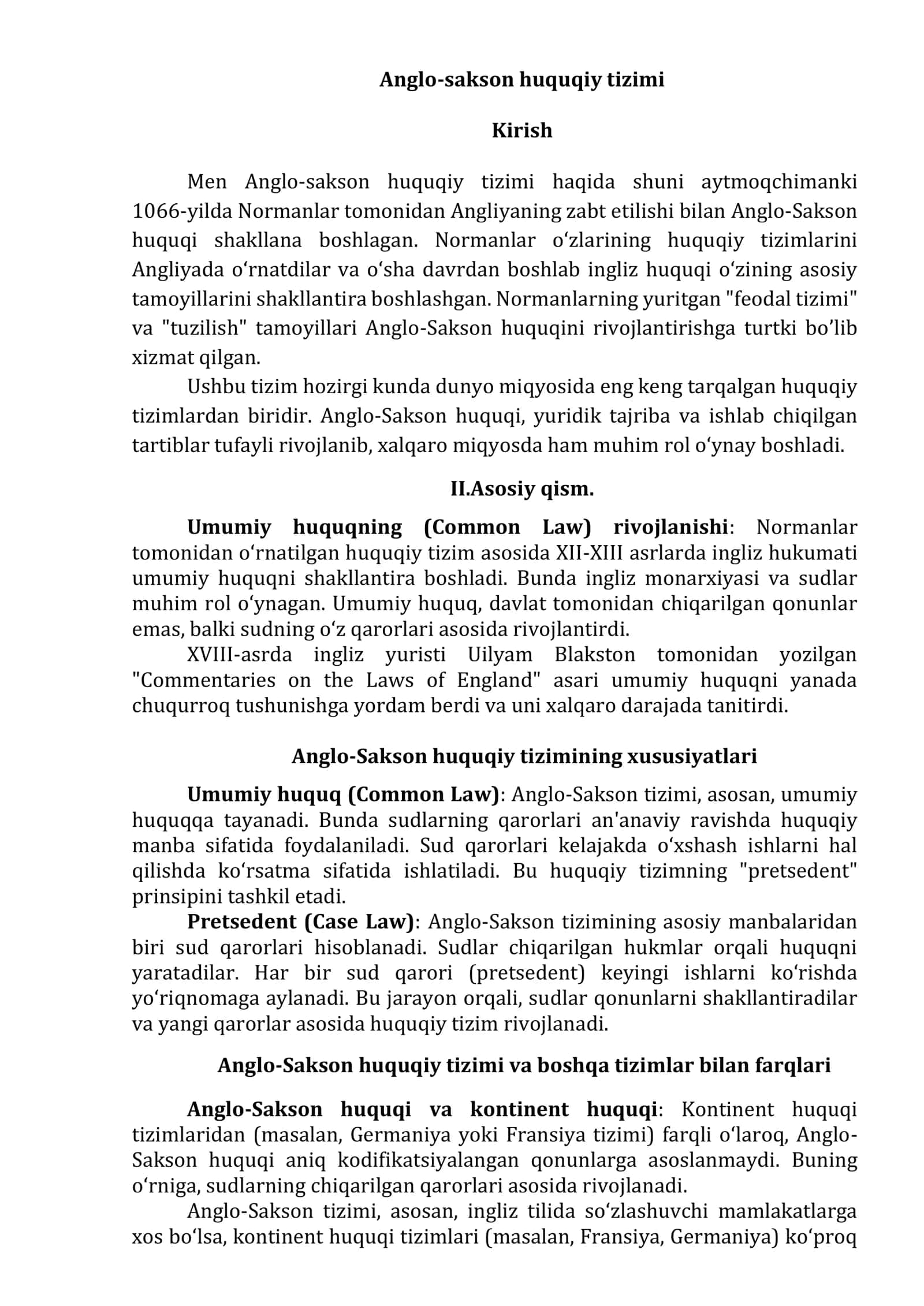 Anglo-Sakson huquqiy tizimi 1