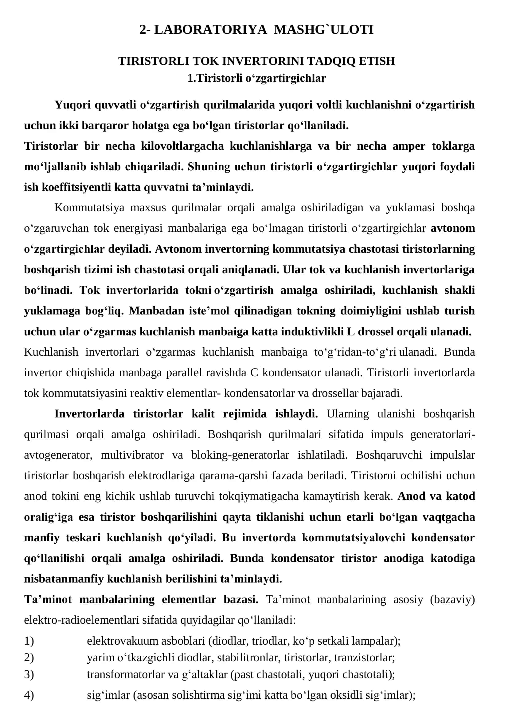 TIRISTORLI TOK INVERTORINI TADQIQ ETISH 1