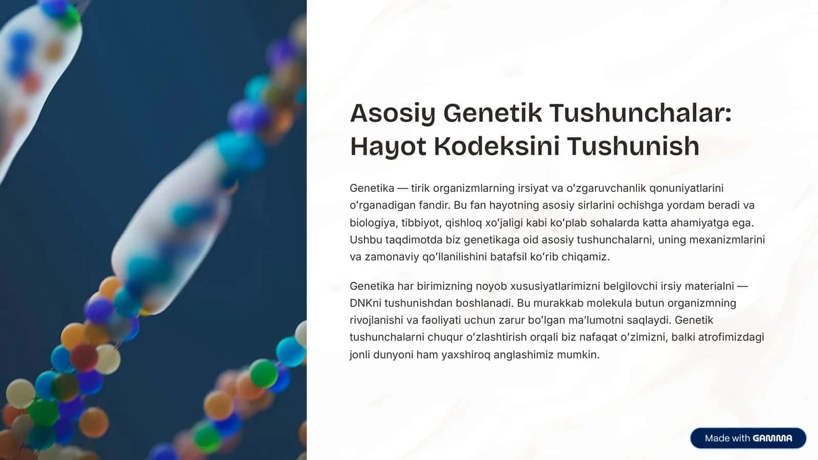Asosiy Genetik Tushunchalar: Hayot Kodeksini Tushunish 1