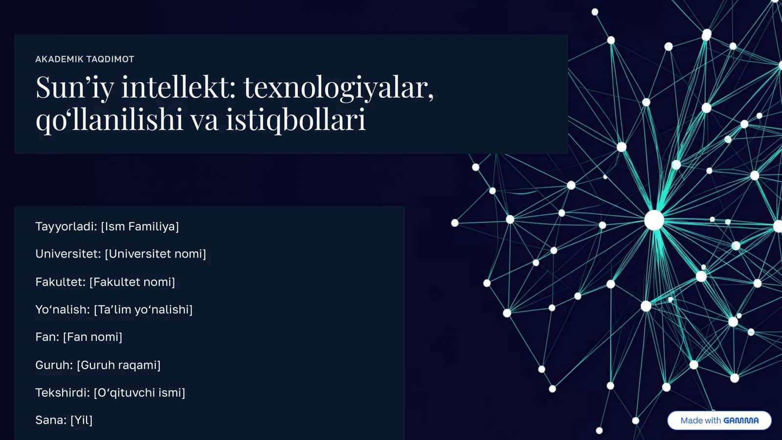 Sun’iy intellekt: texnologiyalar, qo‘llanilishi va istiqbollari | Tayyor prezentatsiya 1