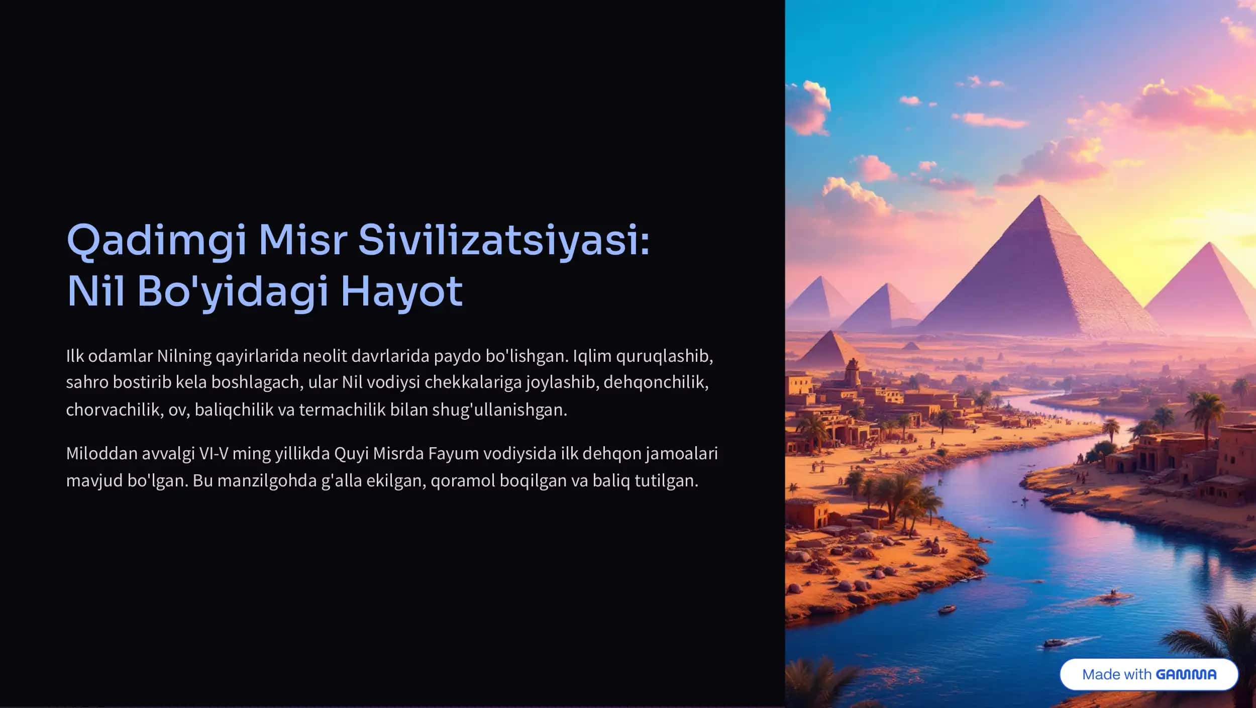 Qadimgi Misr Sivilizatsiyasi: Nil Bo'yidagi Hayot 1