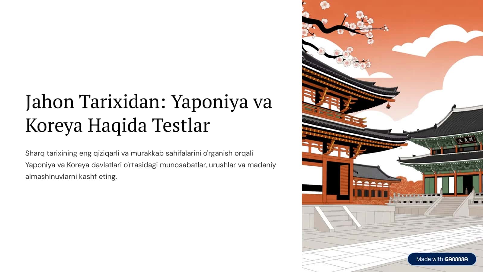 Yaponiya va Koreya Haqida Testlar 1
