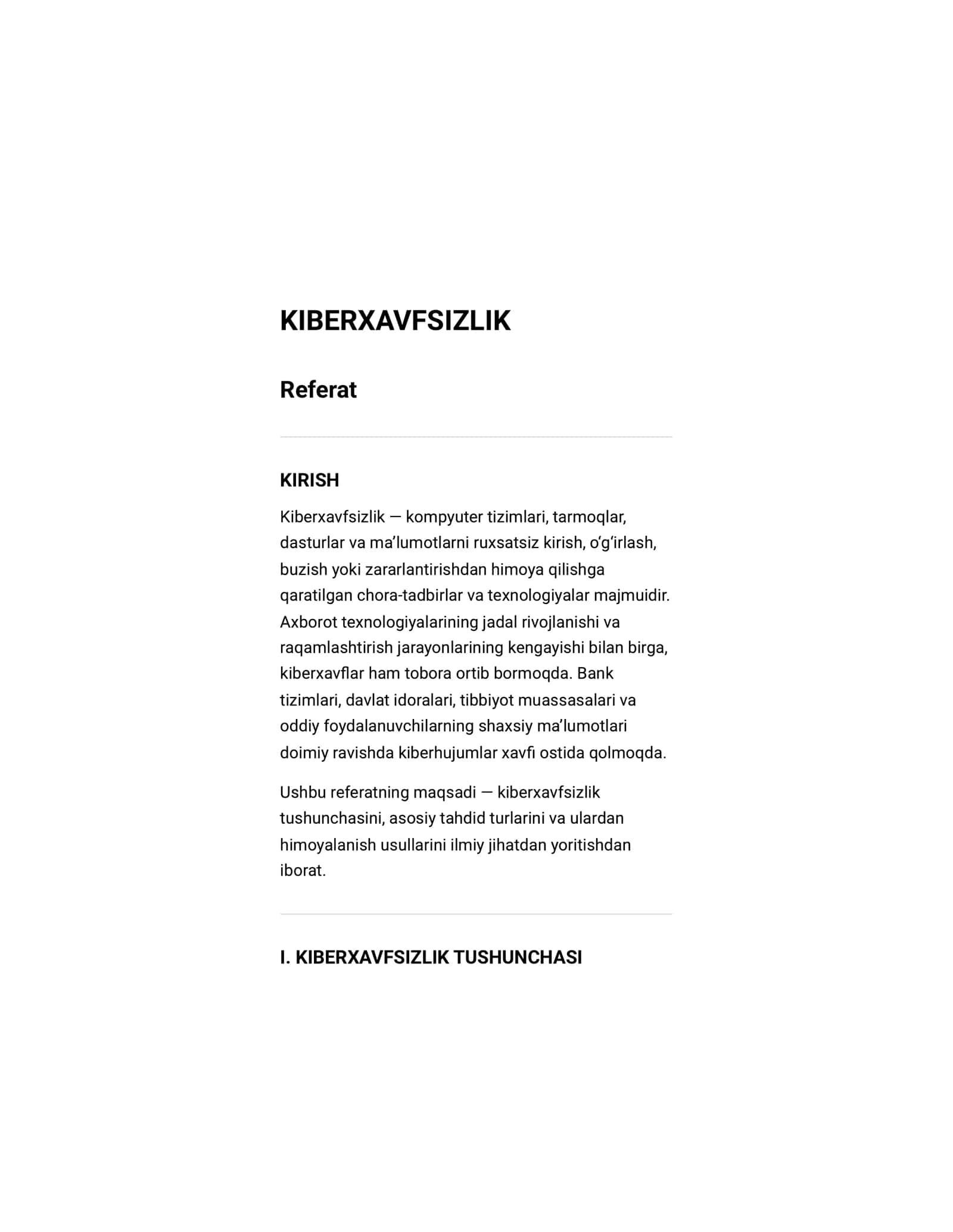 Referat Kiberxavfsizlik 1