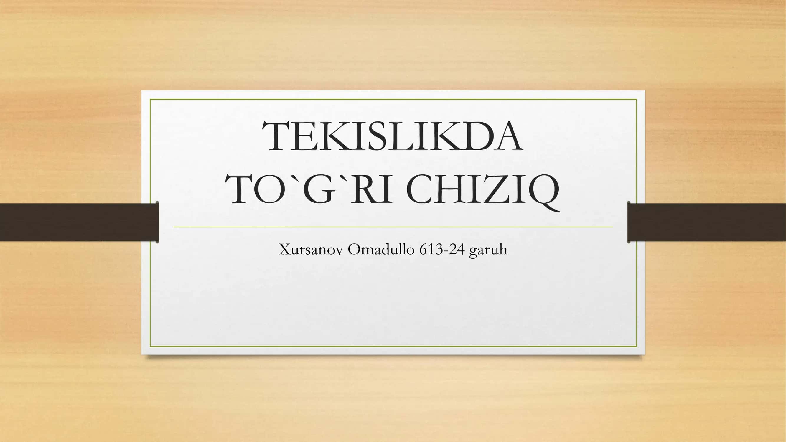 Tekislikda To'g'ri Chiziq 1