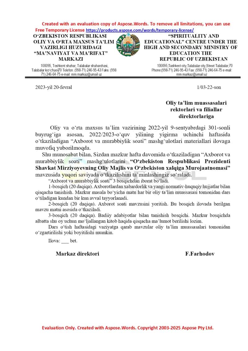 “Axborot va murabbiylik soati” mashgʻulotlari uchun taqdimot materiali 1