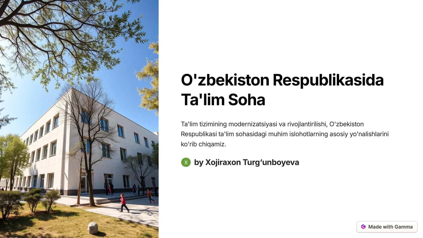 Ta'lim Tizimining Modernizatsiyasi va Rivojlantirilishi 1