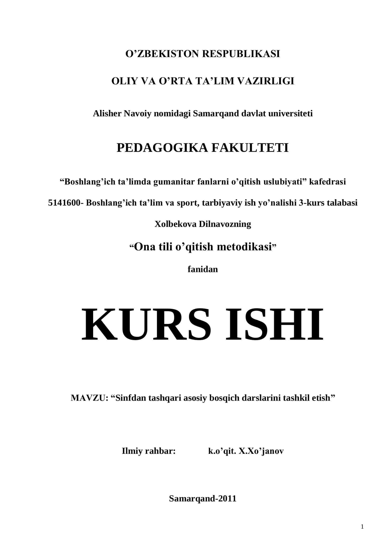 Ona tili o’qitish metodikasi 1