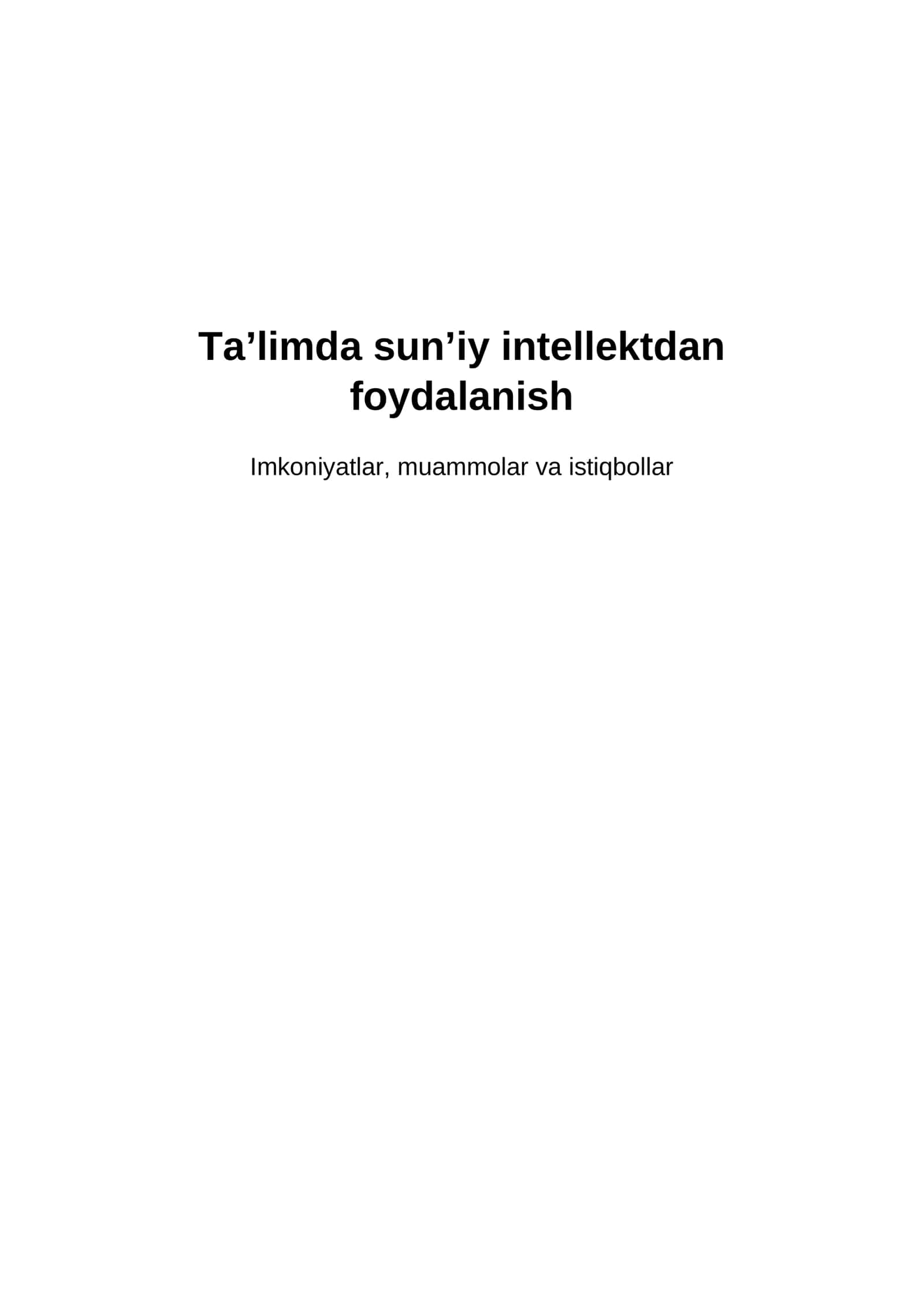 Ta’limda sun’iy intellektdan foydalanish 1