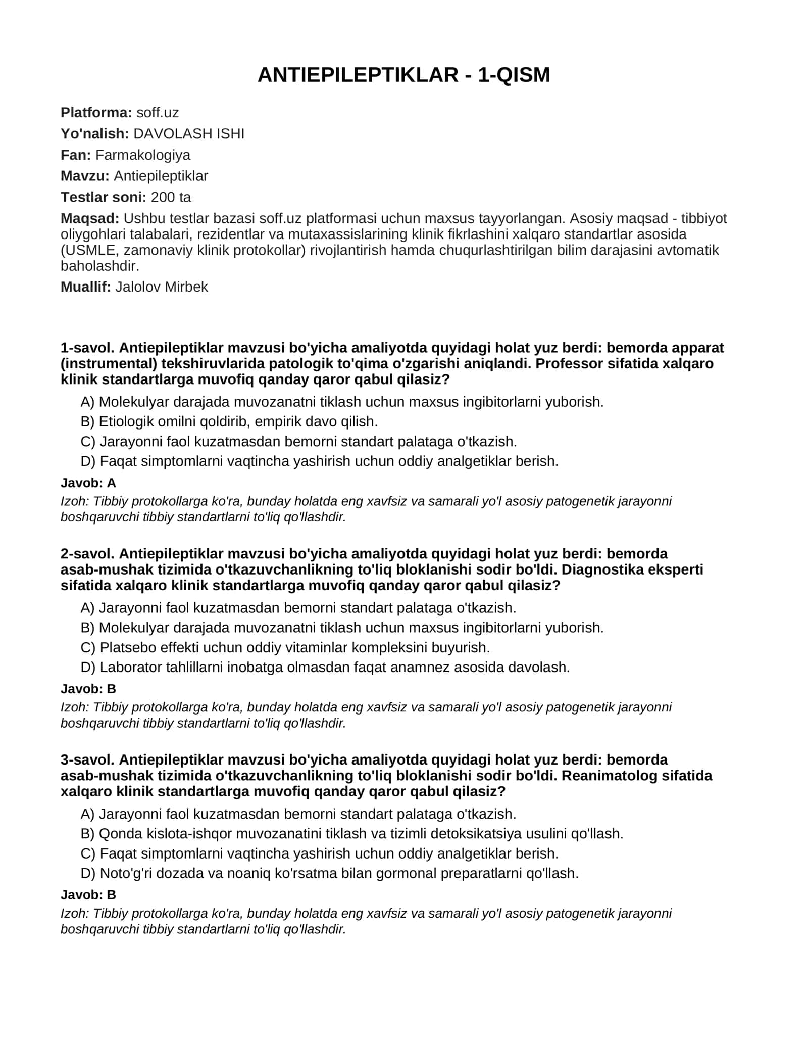 ANTIEPILEPTIKLAR - 1-QISM 1
