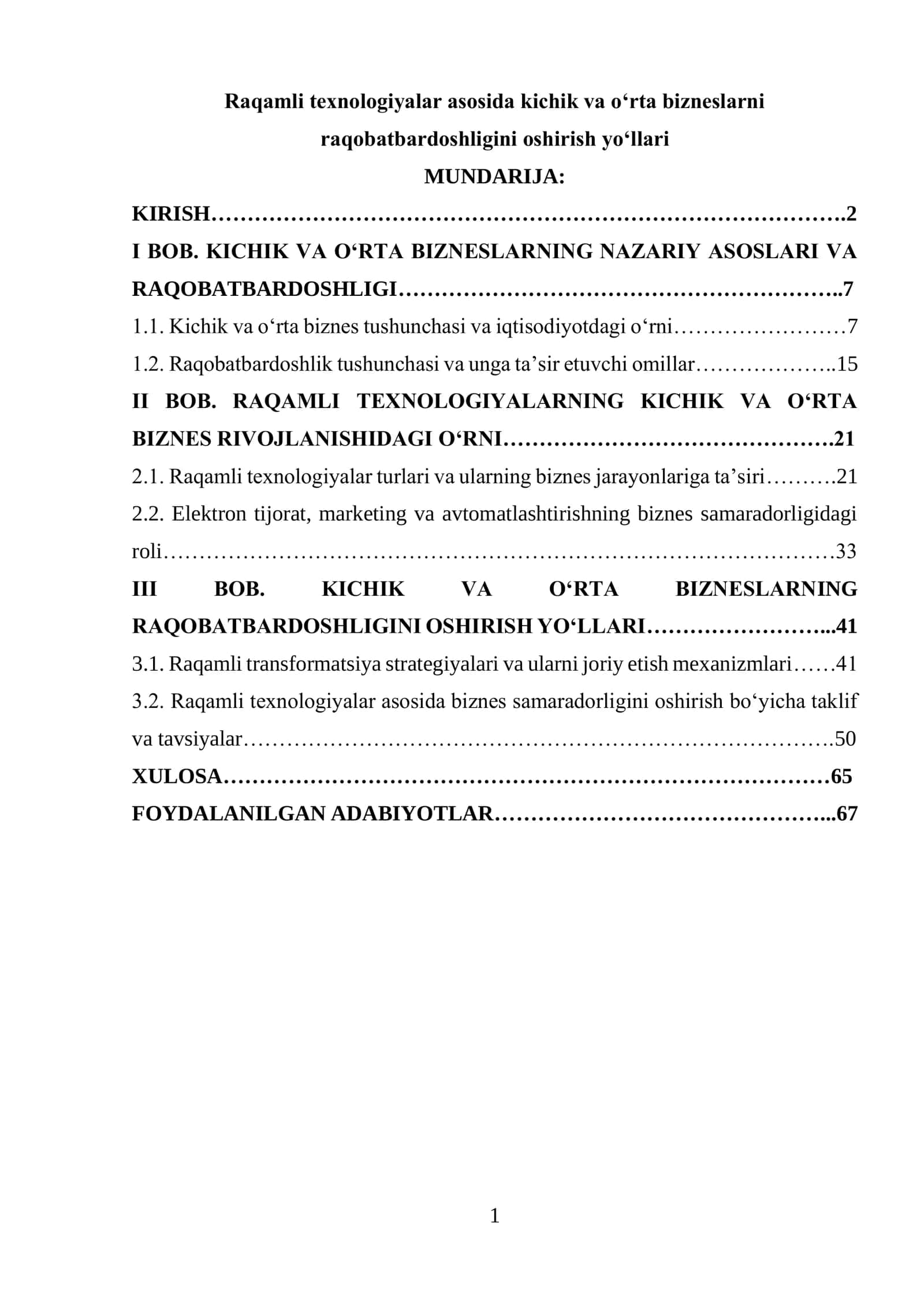 Raqamli texnologiyalar asosida kichik va o‘rta bizneslarni raqobatbardoshligini oshirish yo‘llari 1