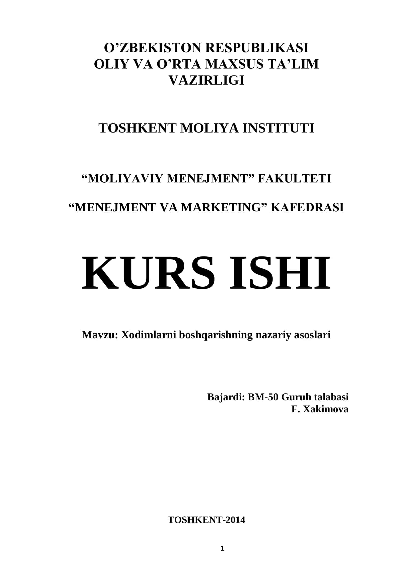Xodimlarni boshqarishning nazariy asoslari 1