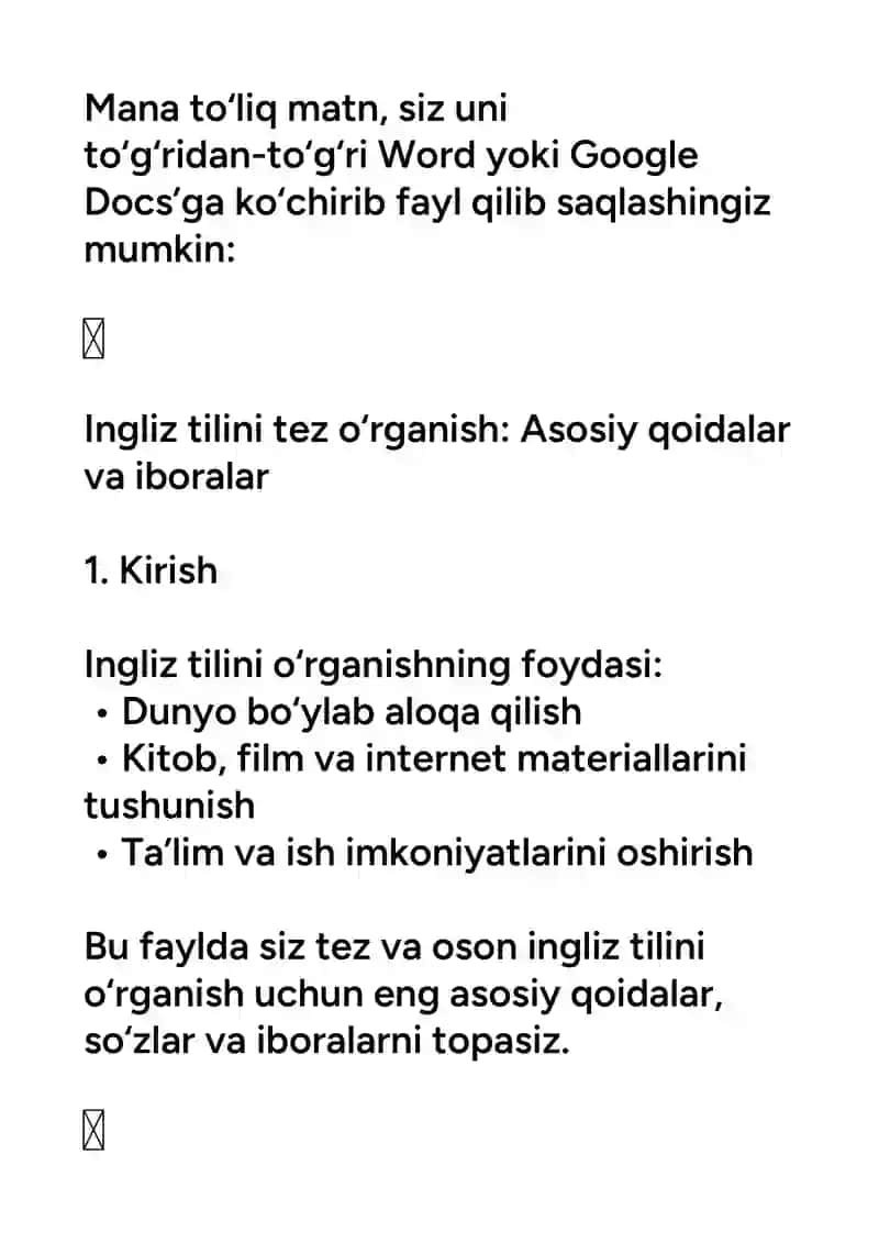 Ingliz tilini tez o‘rganish